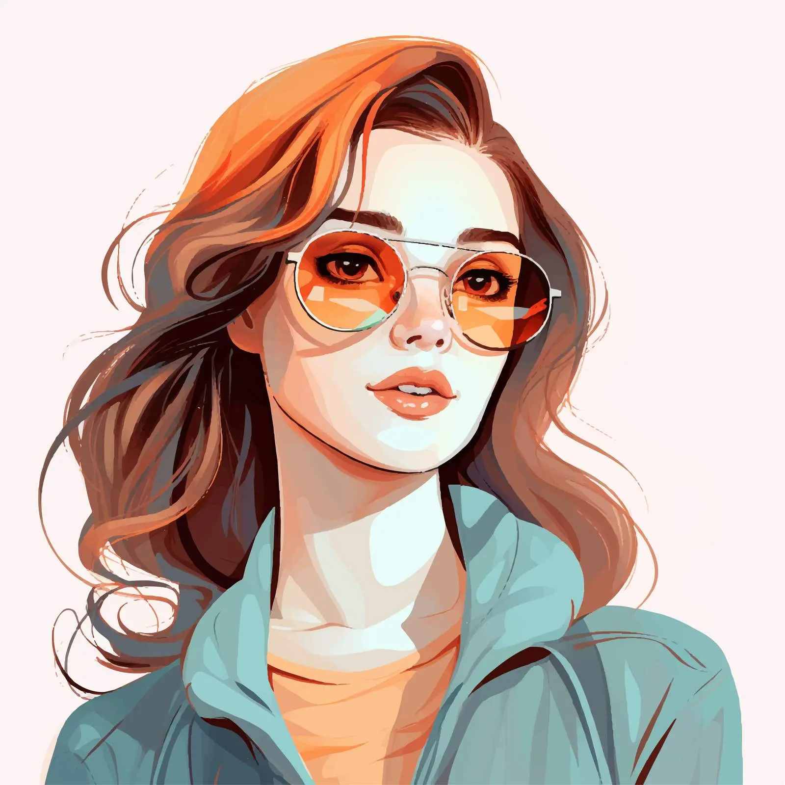 Spring Girl with Glasses Vector Illustration — free download from Dotvec