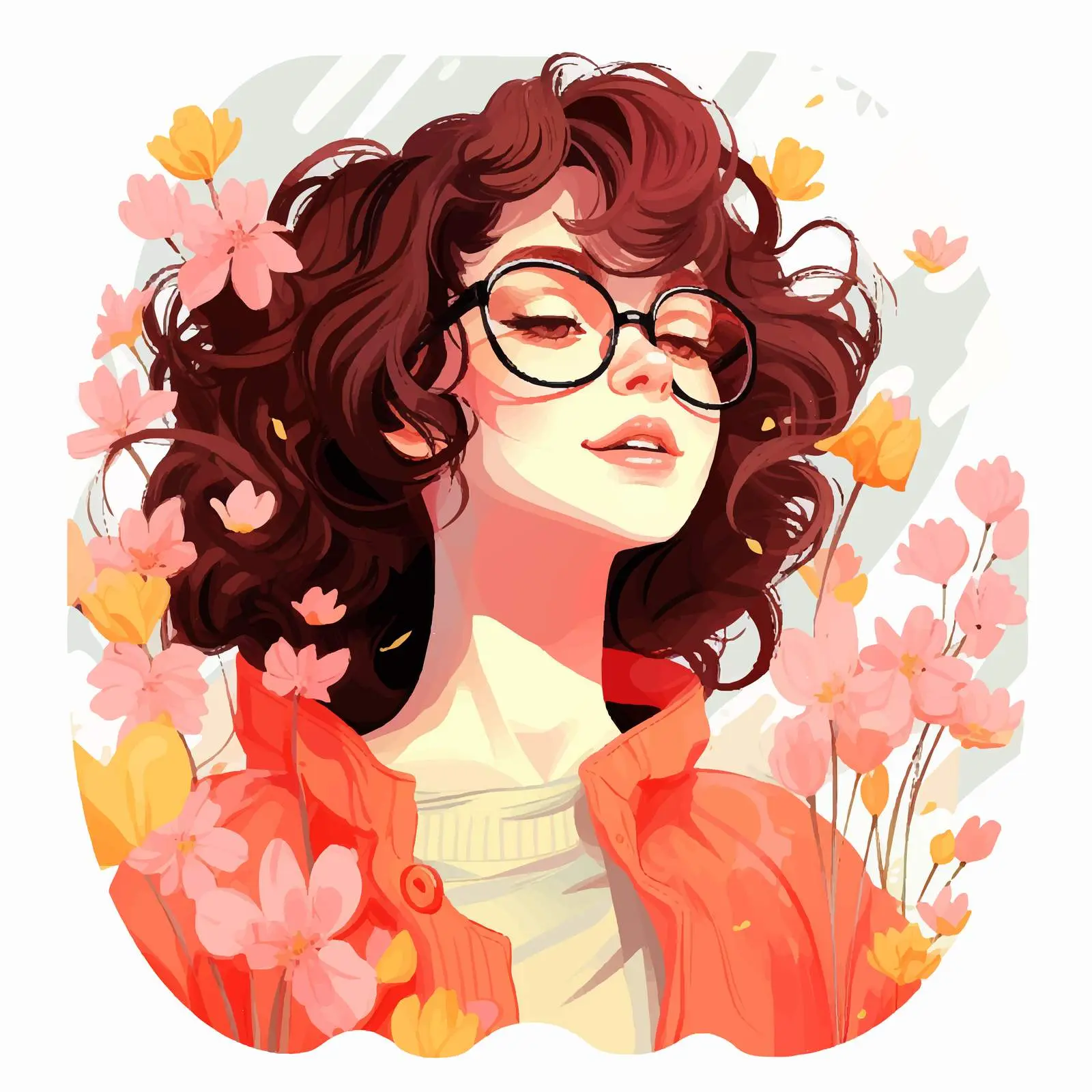 Spring Girl Wearing Glasses Vector Illustration — free download from Dotvec