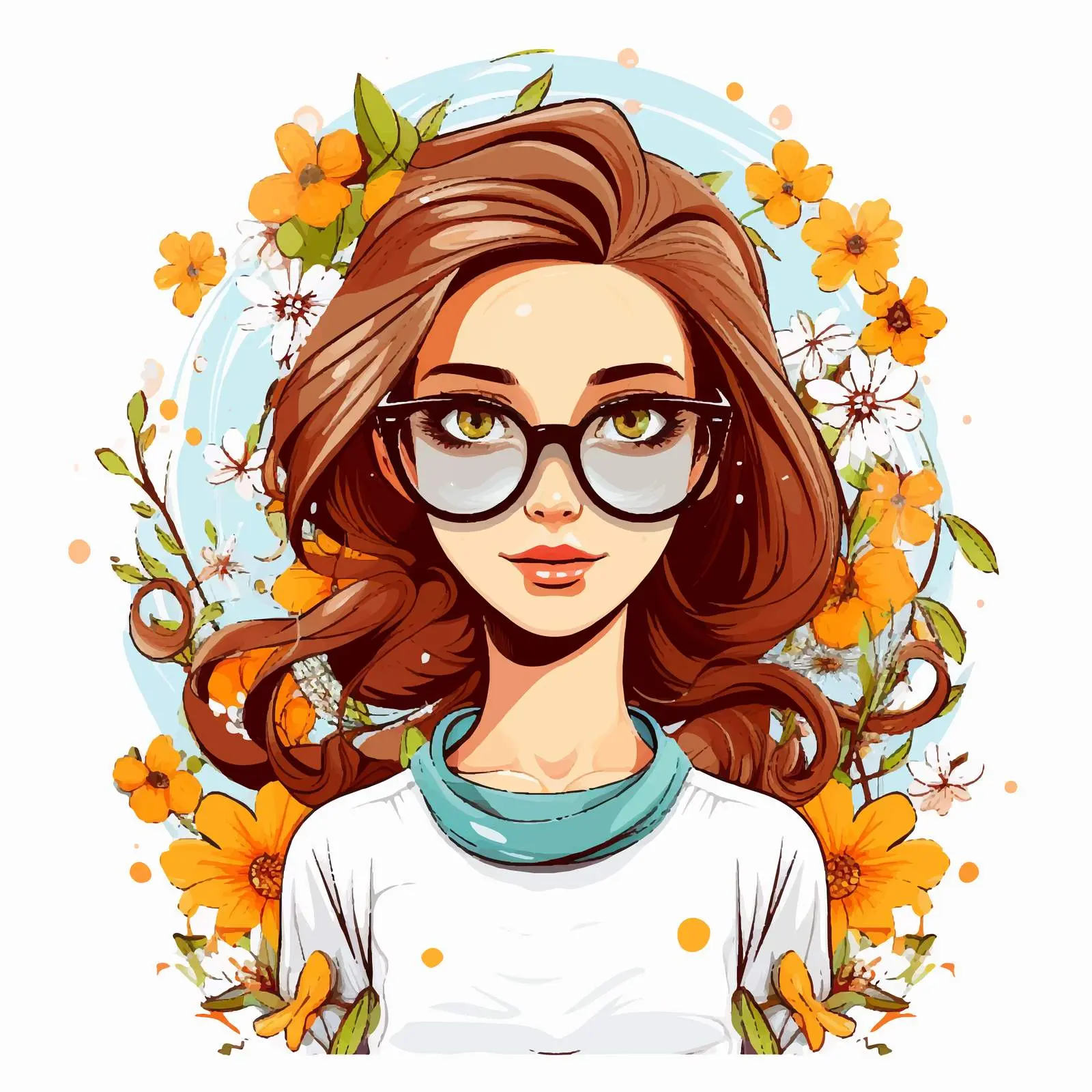 Spring Girl Vector Illustration with Glasses — free download from Dotvec