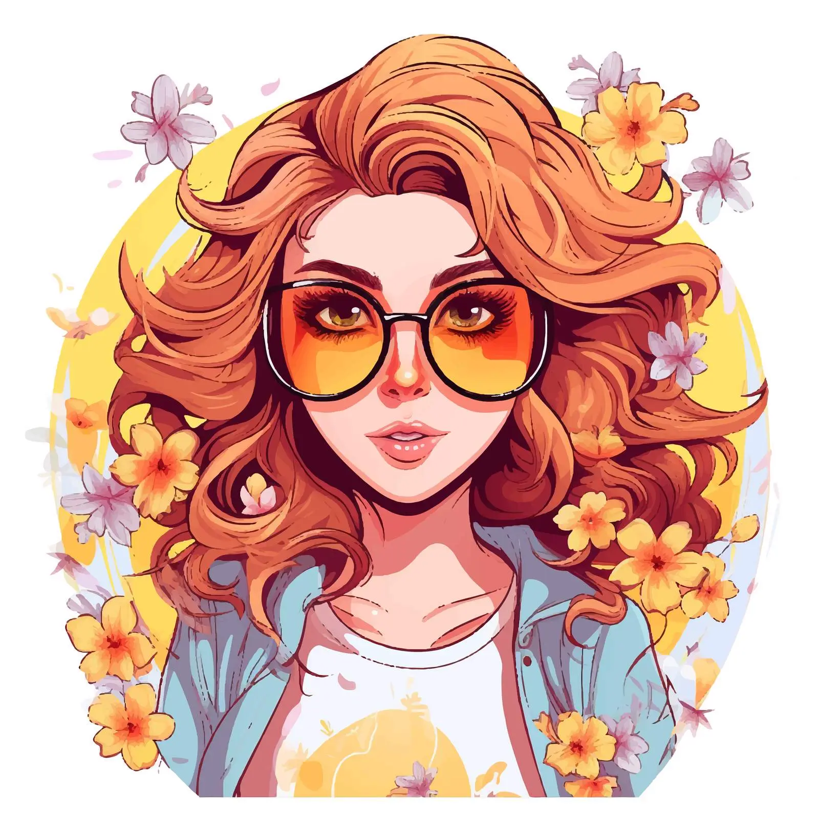 Stylish Girl with Glasses in Spring Vector — free download from Dotvec