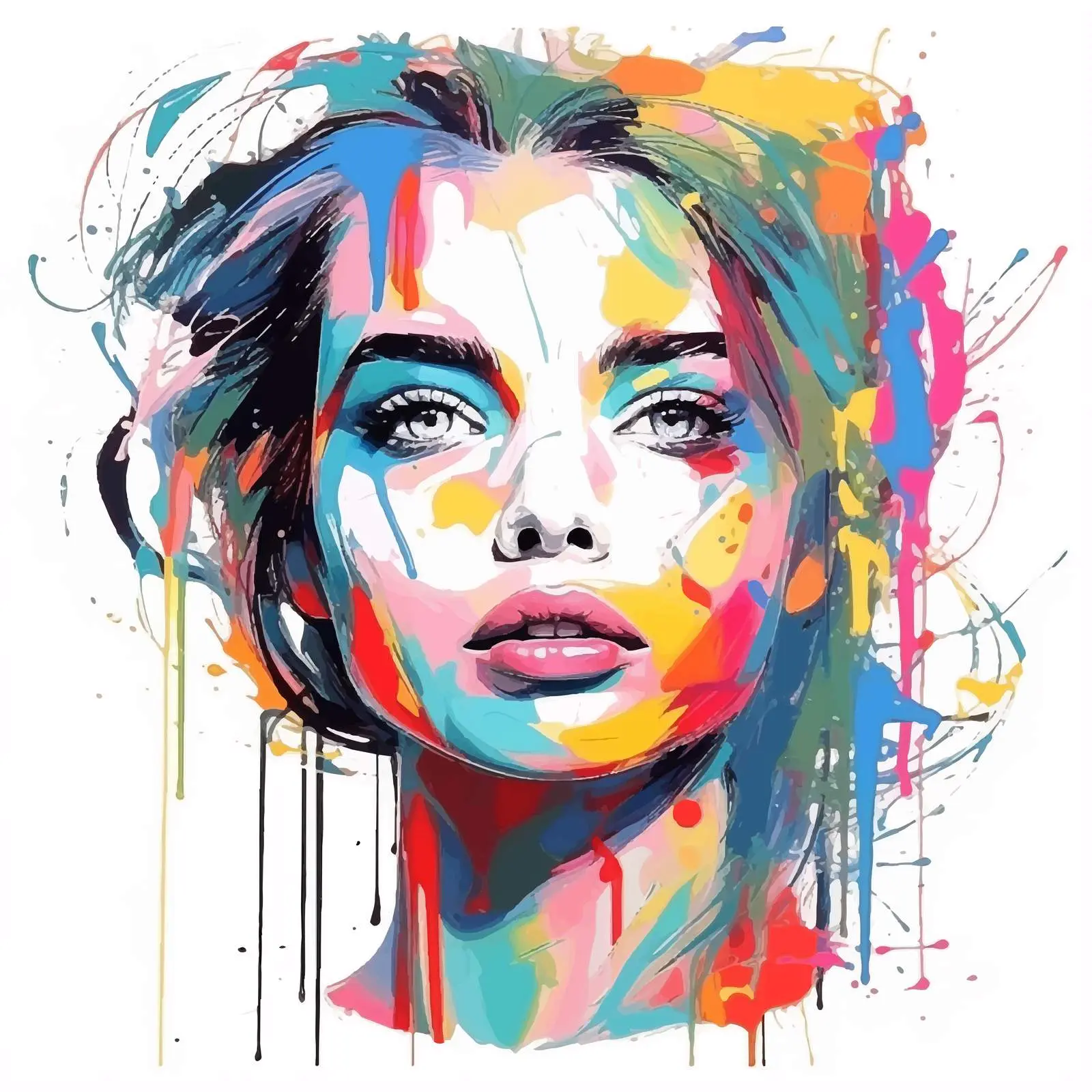 Vibrant Hand-Drawn Girl Illustration in Acrylic — free download from Dotvec