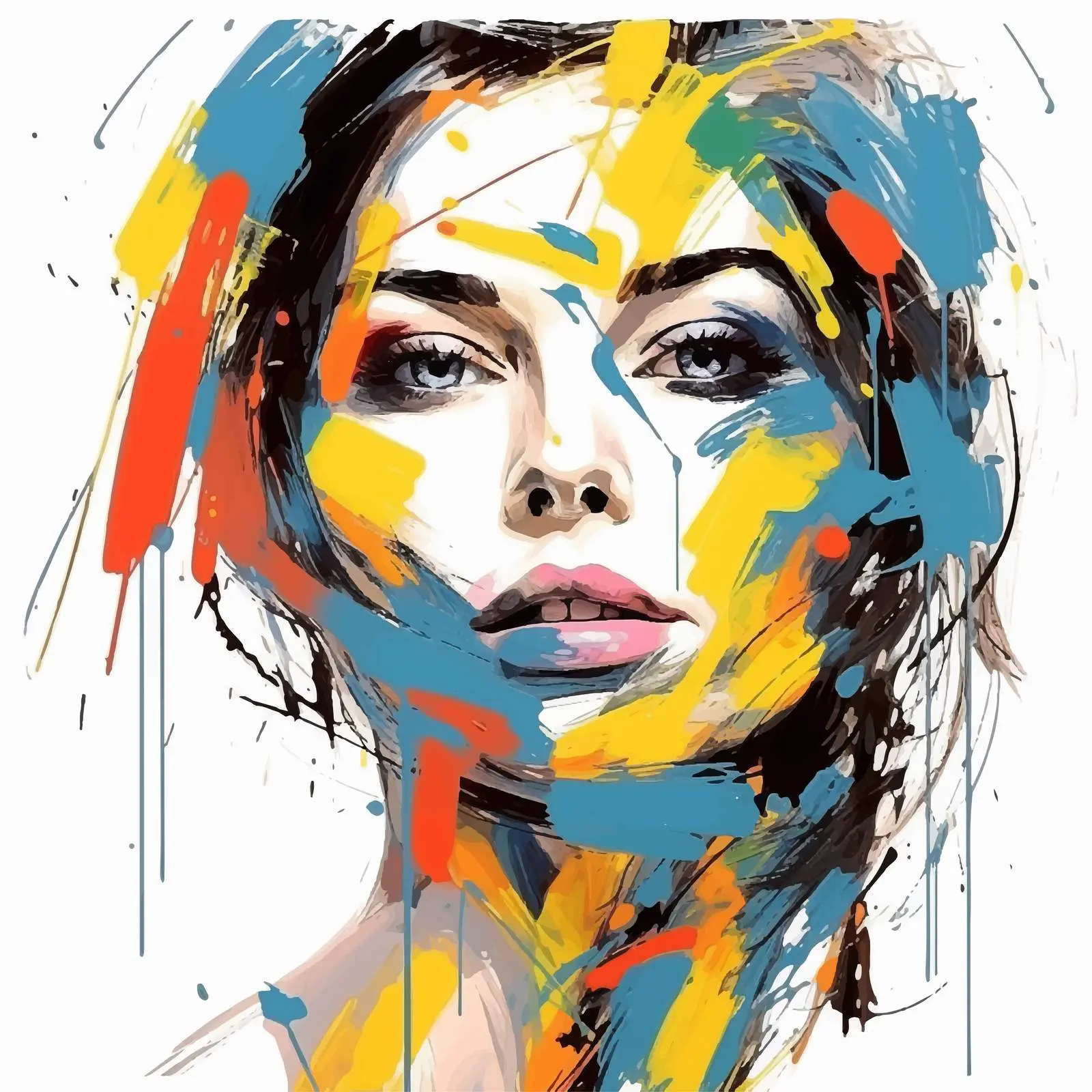 Colorful Hand-Drawn Girl with Acrylic Paints — free download from Dotvec
