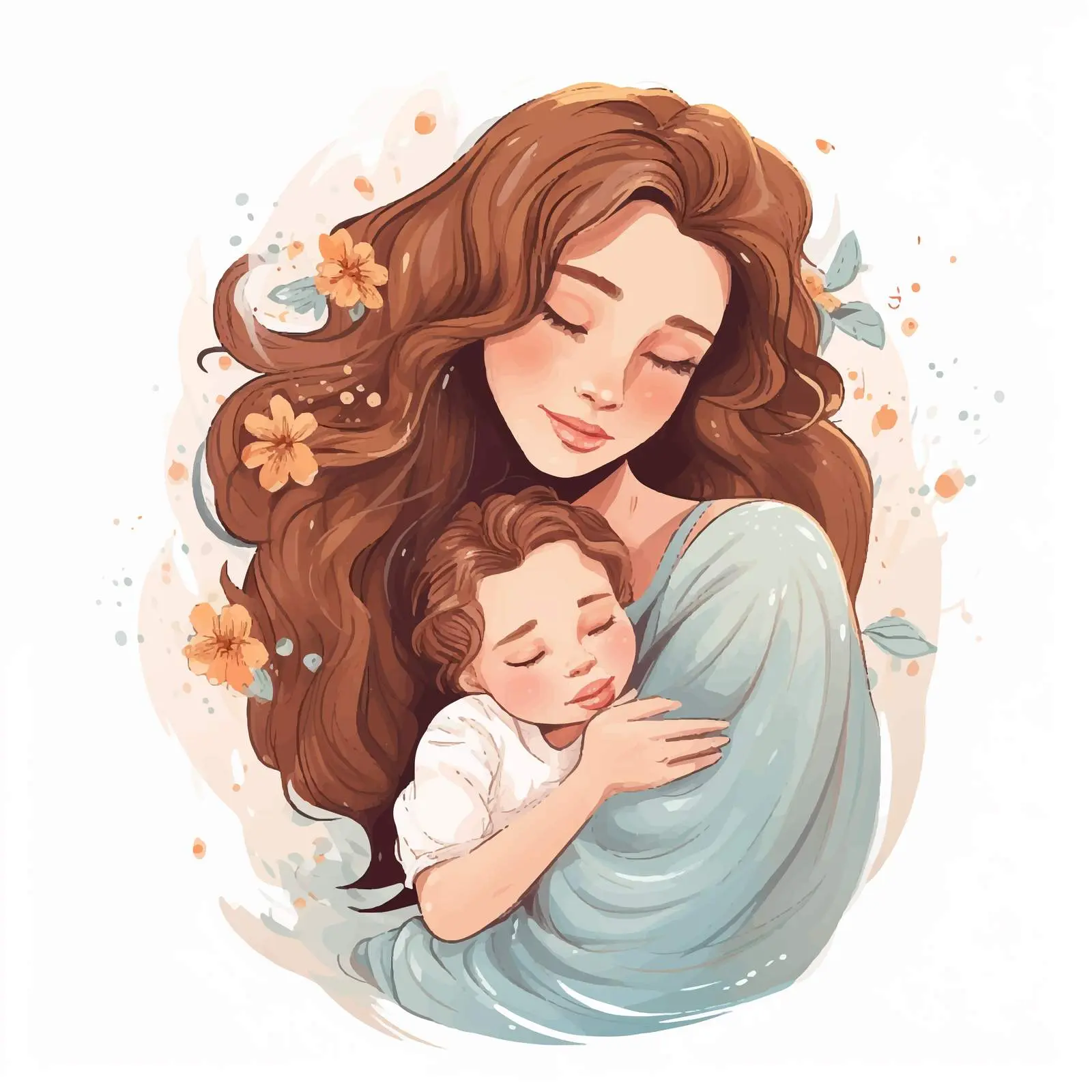Mother and Baby Embracing Vector Illustration — free download from Dotvec