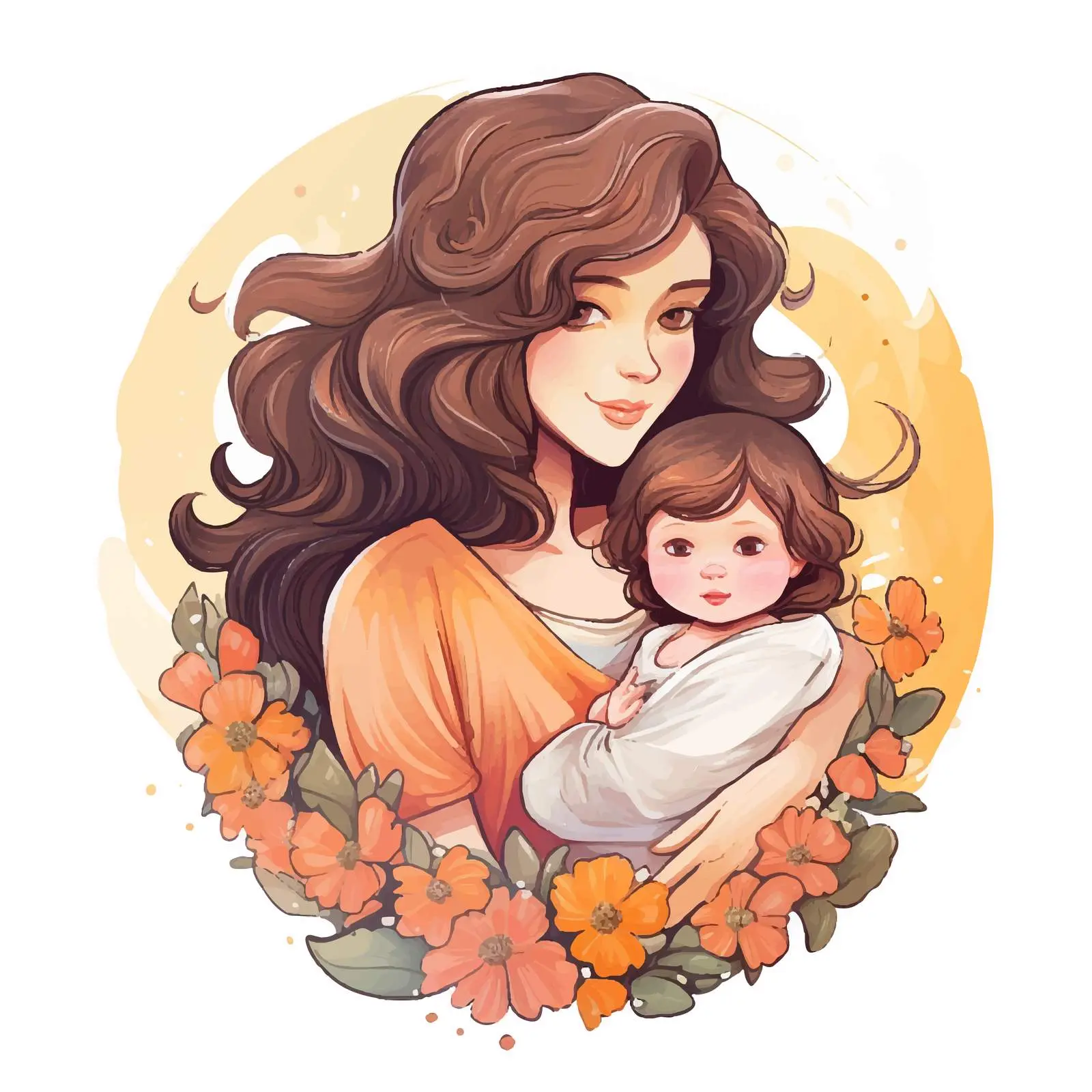 Mother Holding Baby Vector Artwork — free download from Dotvec