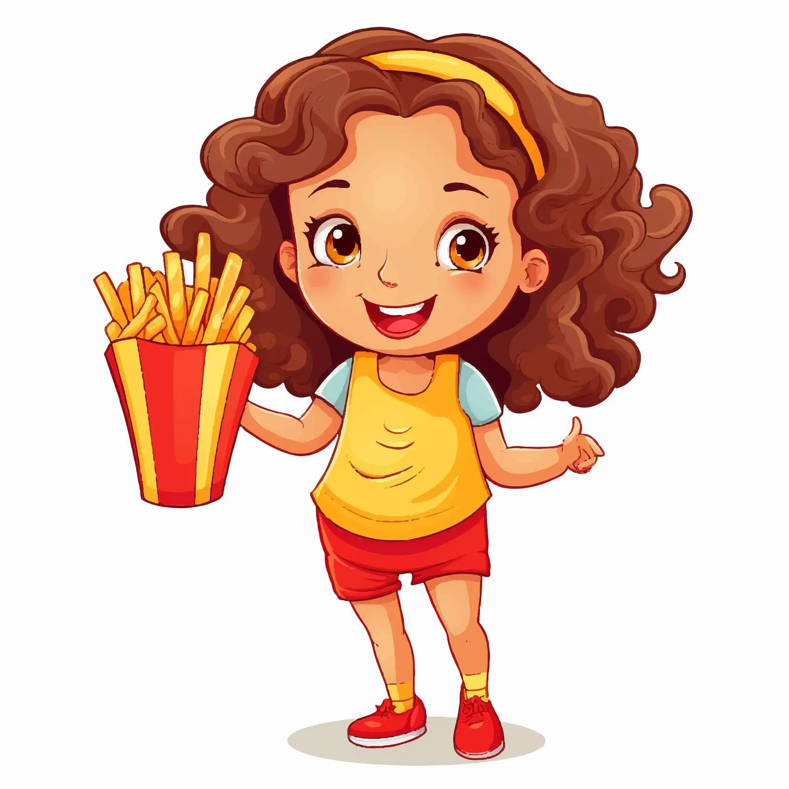 Girl Holding French Fries Cartoon Vector Illustration — free download from Dotvec