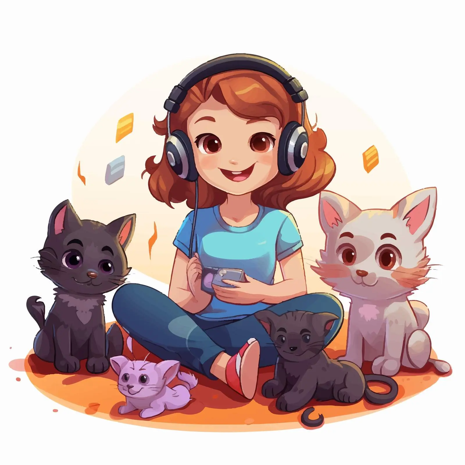 Girl with Pet Enjoying Music at Home — free download from Dotvec