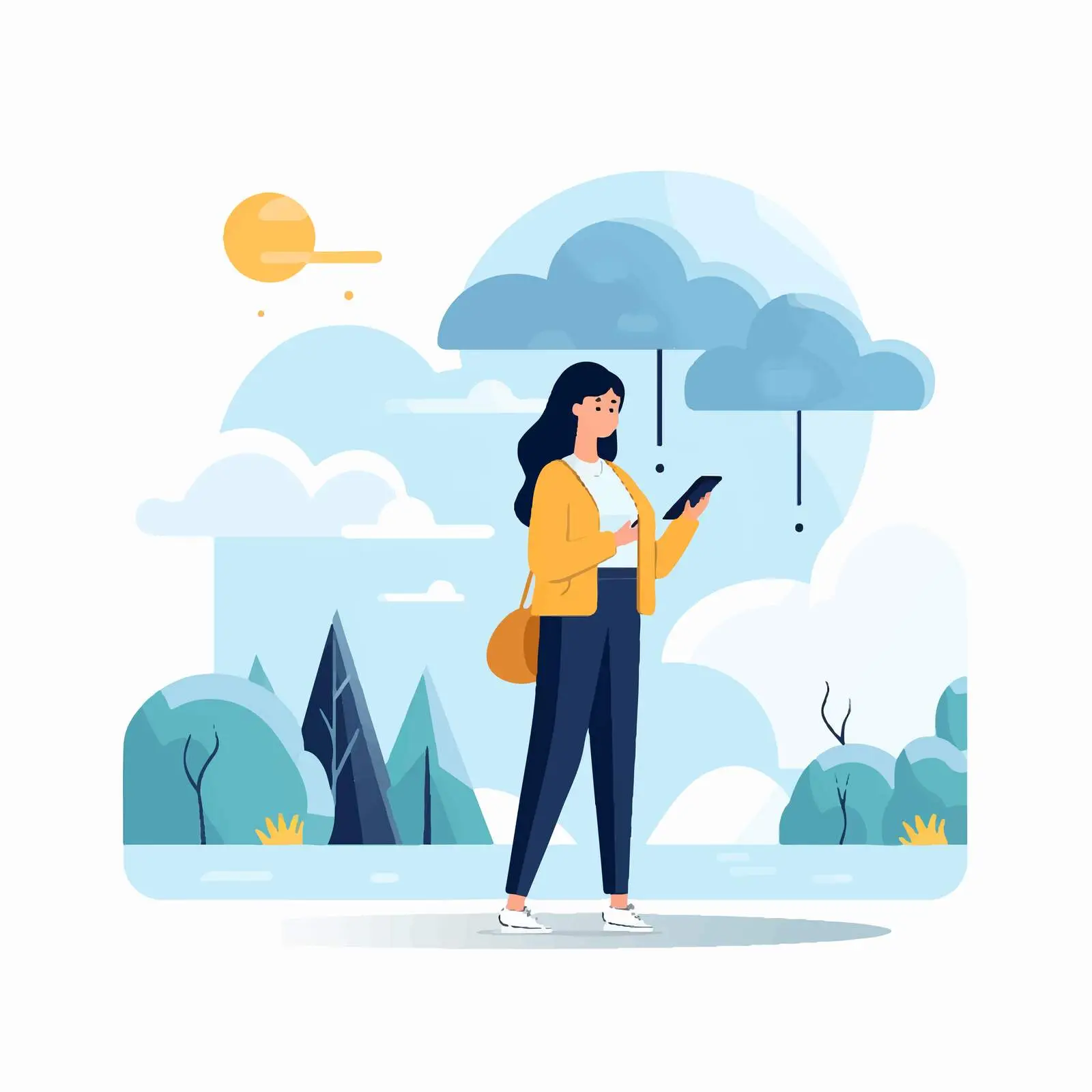 Young Woman Checking Weather with Smartphone — free download from Dotvec