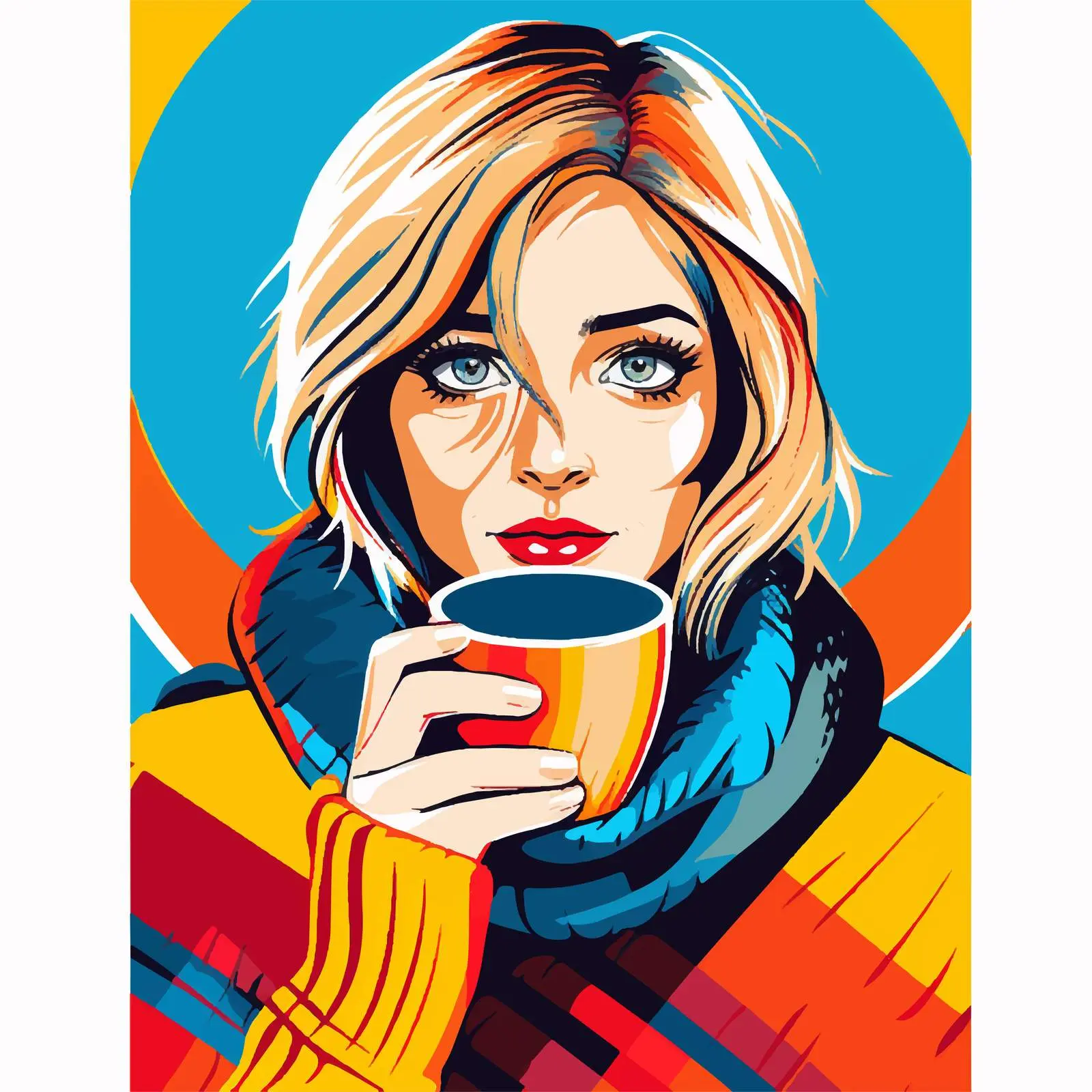 Cozy Girl with Coffee Illustration — free download from Dotvec