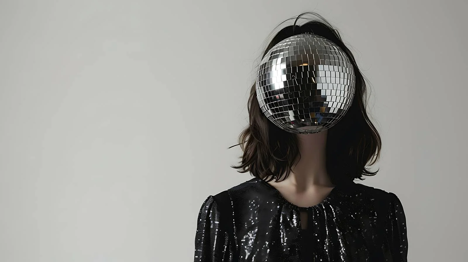 Disco Ball Head Girl in Black Dress — free download from Dotvec