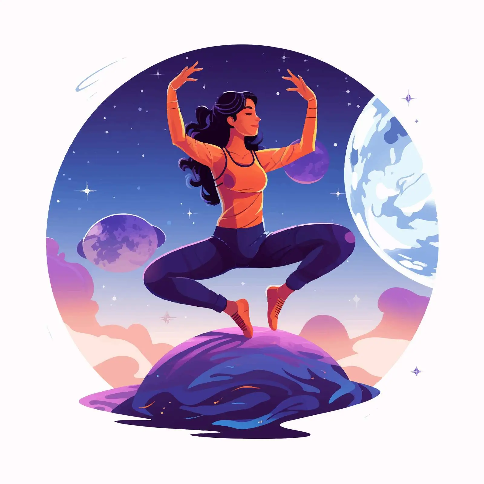 Woman Exercising in Cosmic Twist Pose — free download from Dotvec