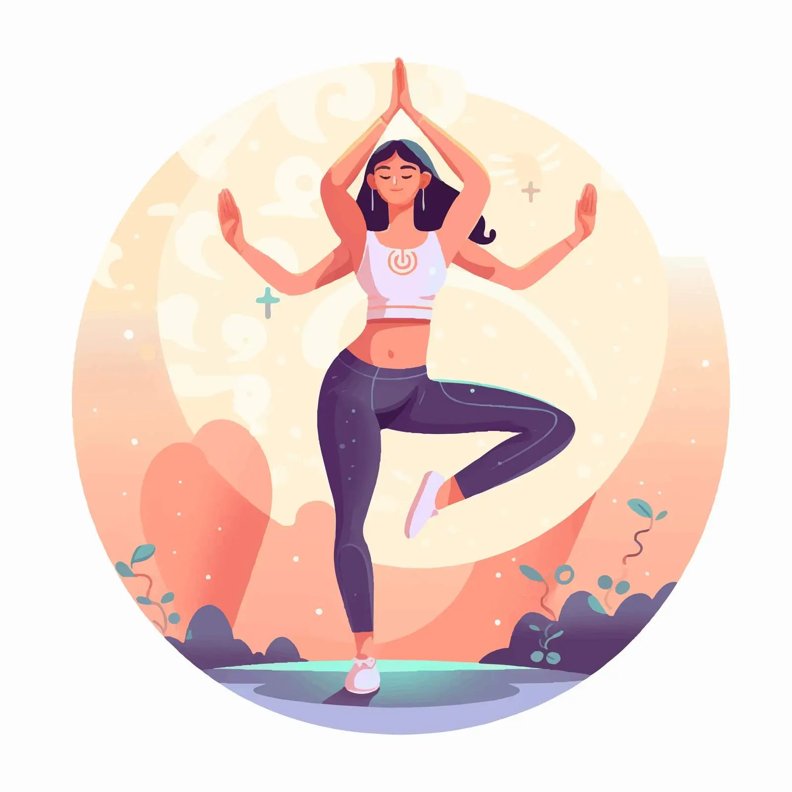 Woman Exercising in Dynamic Twist Pose — free download from Dotvec