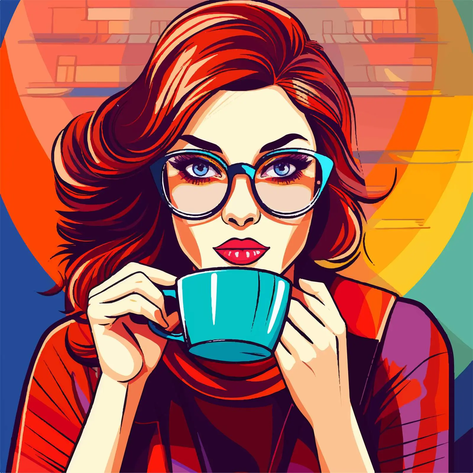 Woman in Glasses Enjoying Tea in Cafe — free download from Dotvec