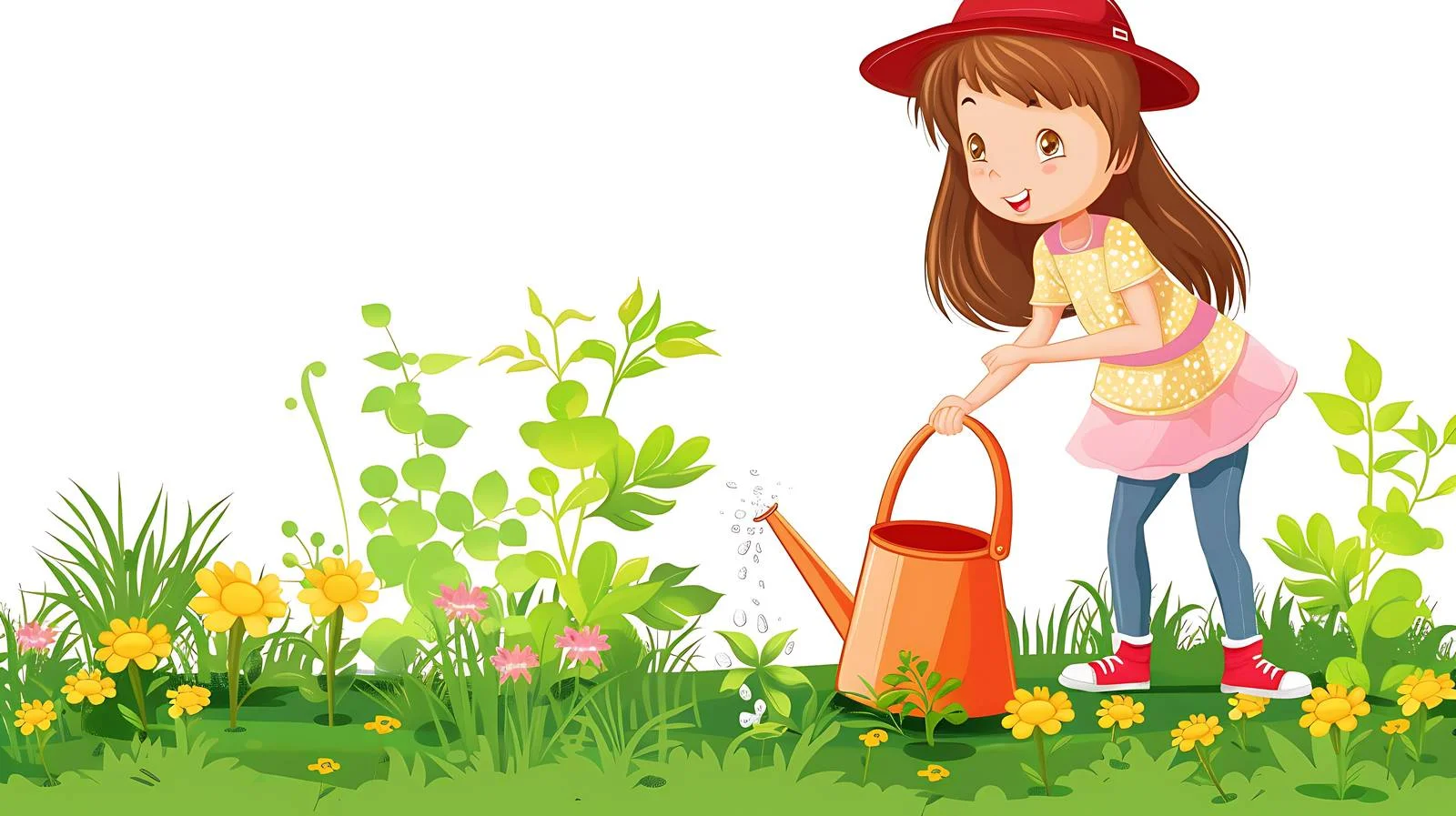 Gardening Girl Watering Plants — free download from Dotvec