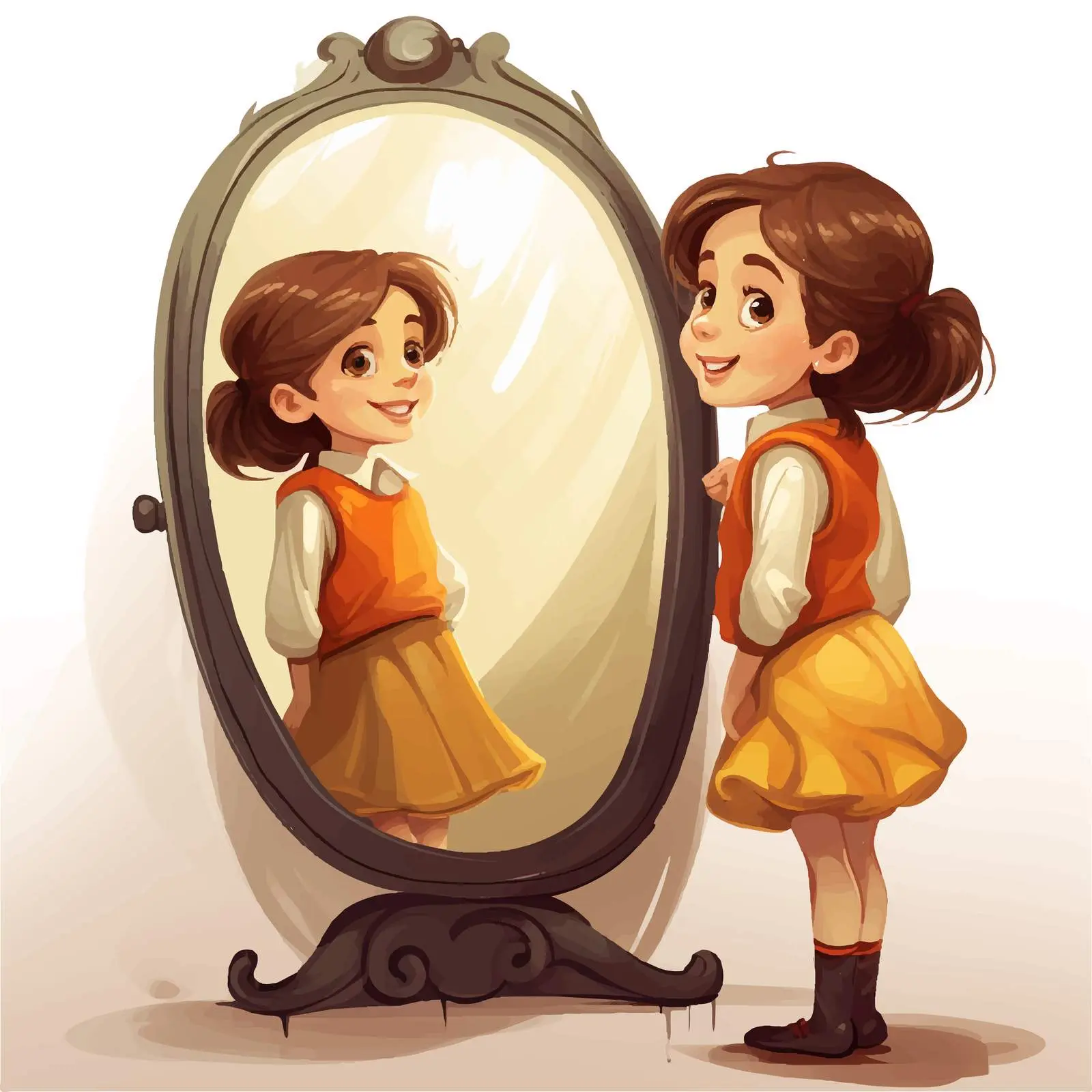Girl Looking at Herself in the Mirror Vector — free download from Dotvec