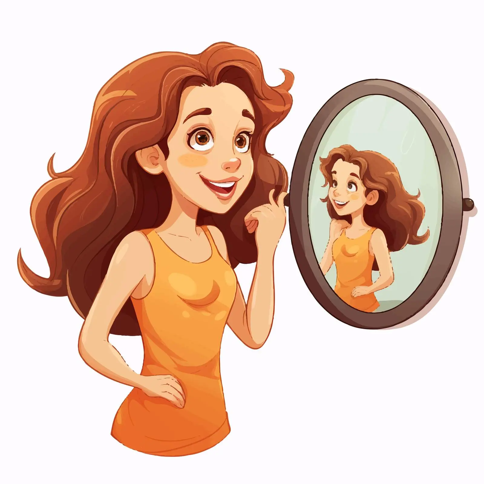 Girl Looking at Herself in the Mirror Vector — free download from Dotvec