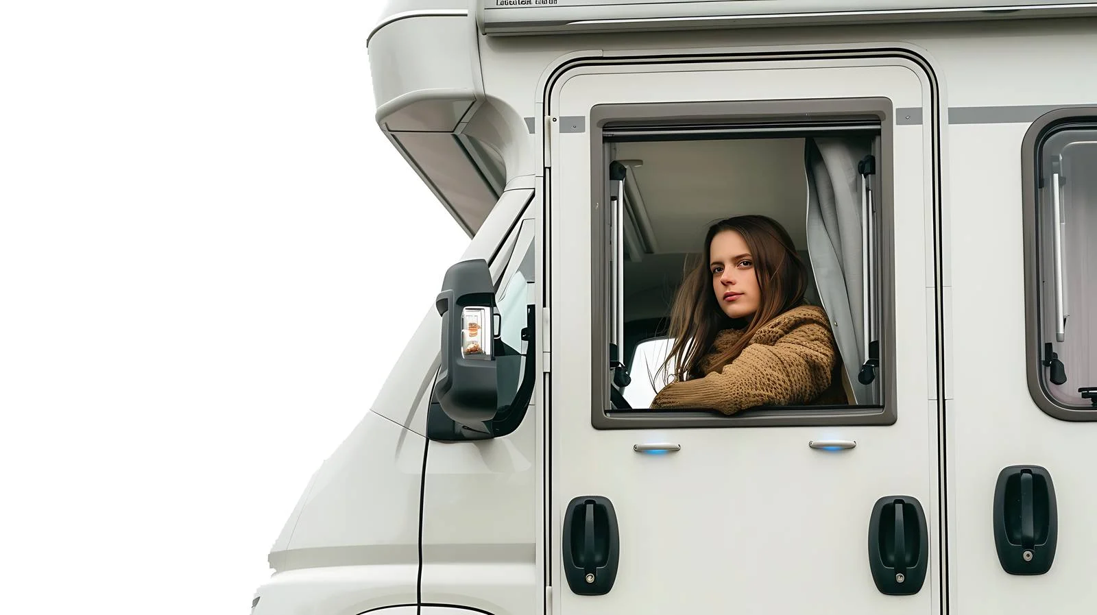 Contemplative Girl in Motorhome Window — free download from Dotvec