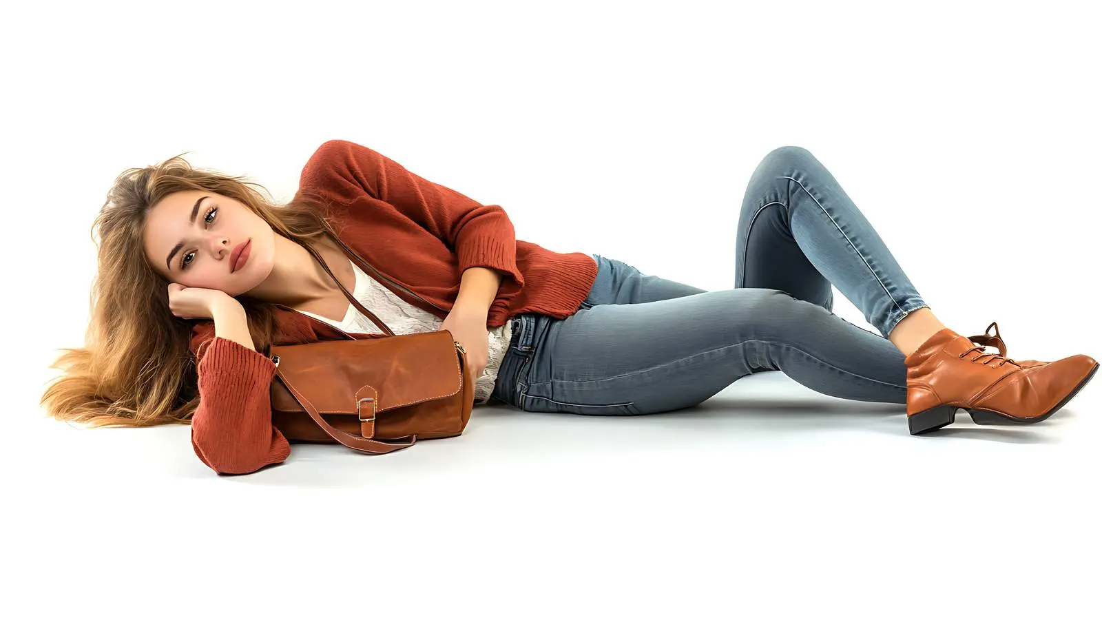 Girl Lying on Floor with Handbag – free urban background image from Dotvec