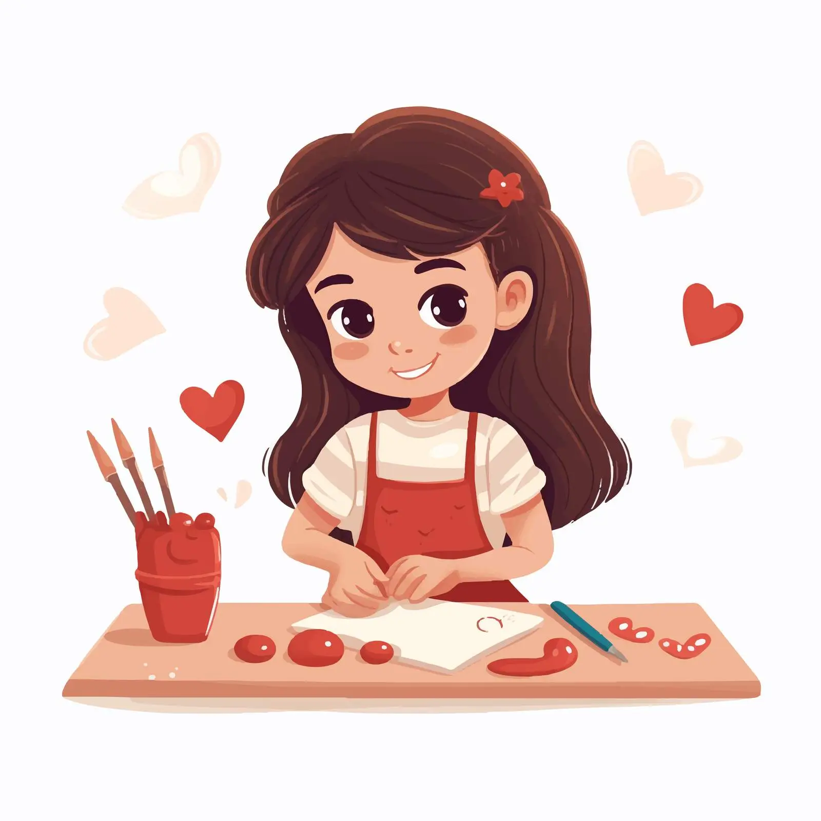 Kid Crafting Handmade Heart Decoration for Valentine's Day — free download from Dotvec