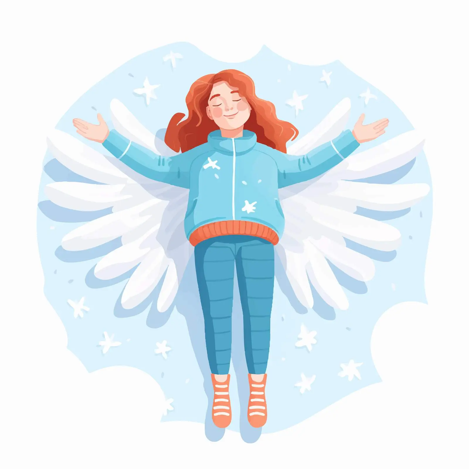 Woman Making Snow Angel from Above — free download from Dotvec