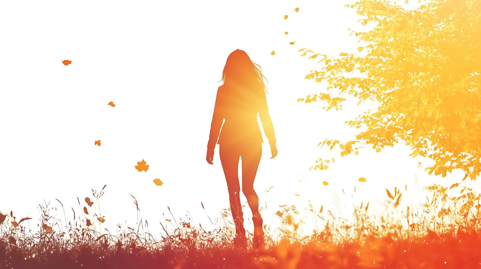 Girl Walking in Autumn Sunset Rays – free dusk image from Dotvec
