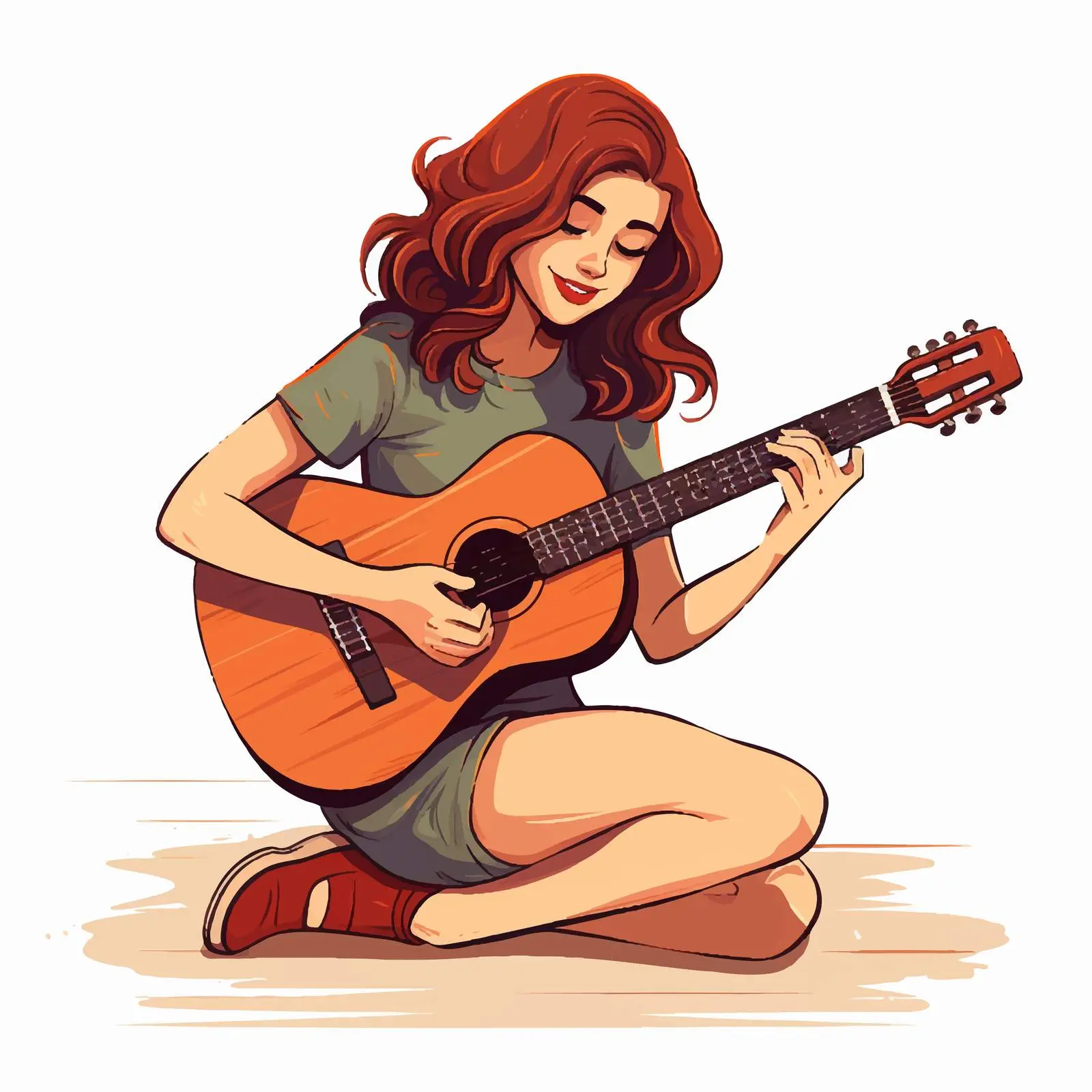 Girl Playing Acoustic Guitar Vector Illustration — free download from Dotvec