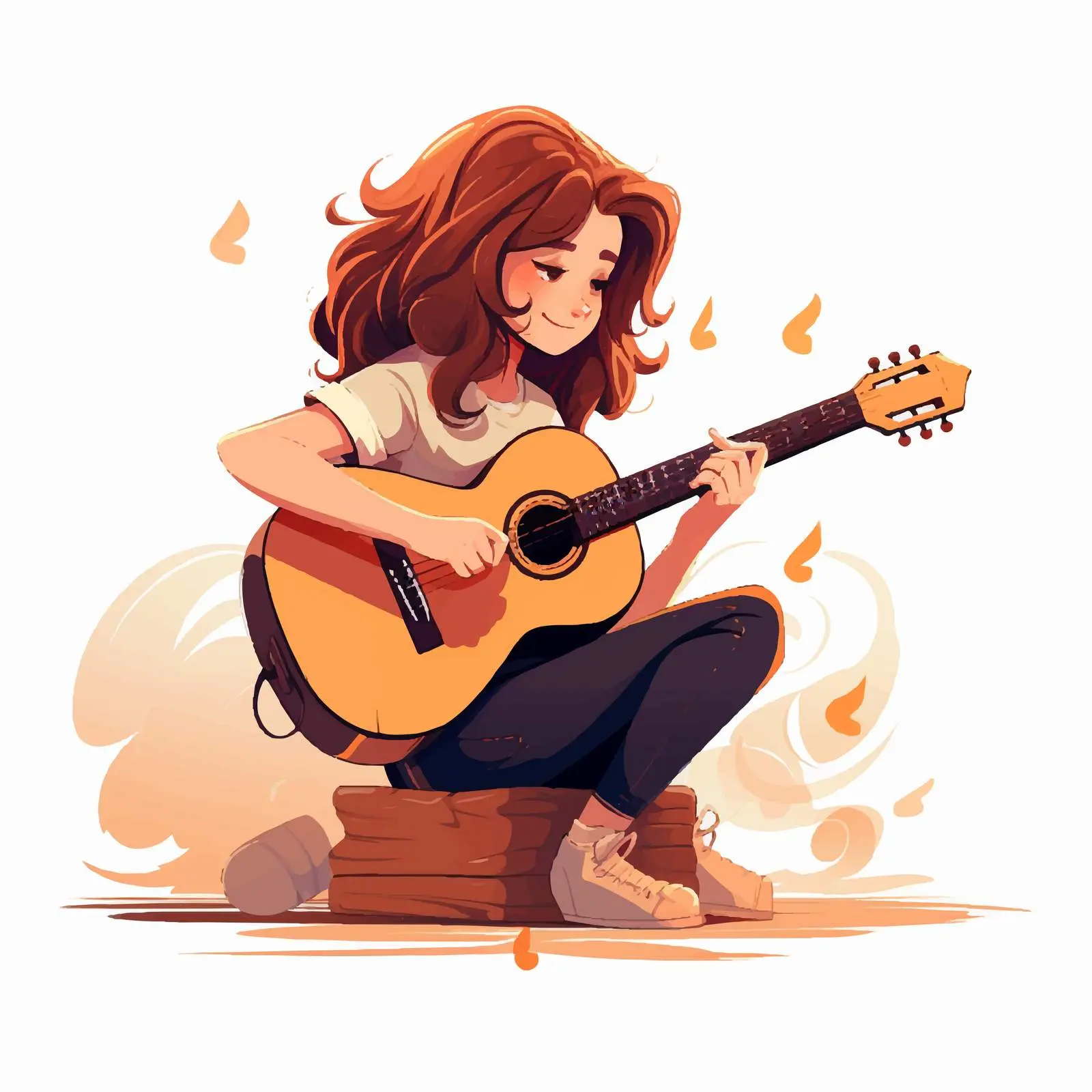 Girl Playing Acoustic Guitar Vector Illustration — free download from Dotvec