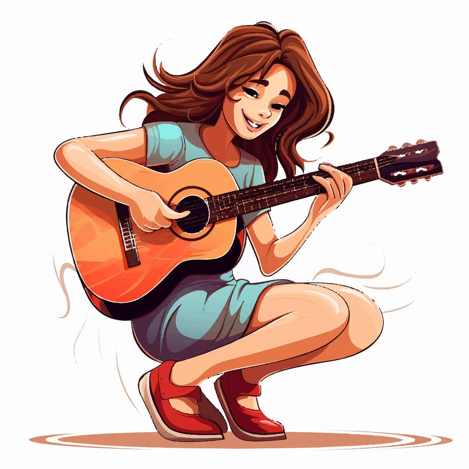 Girl Playing Acoustic Guitar Vector Illustration — free download from Dotvec