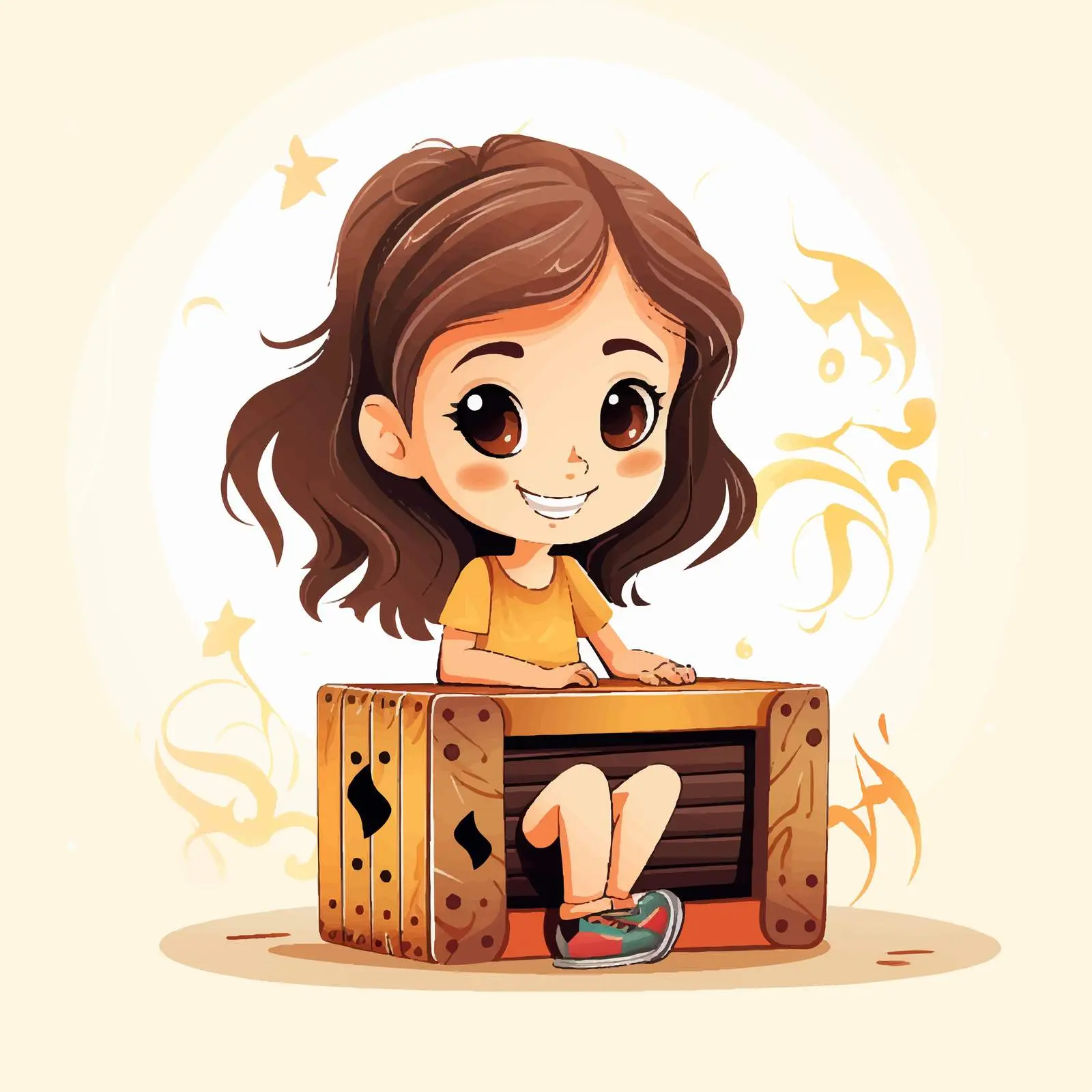 Girl Playing Cajon Drum Vector Illustration — free download from Dotvec