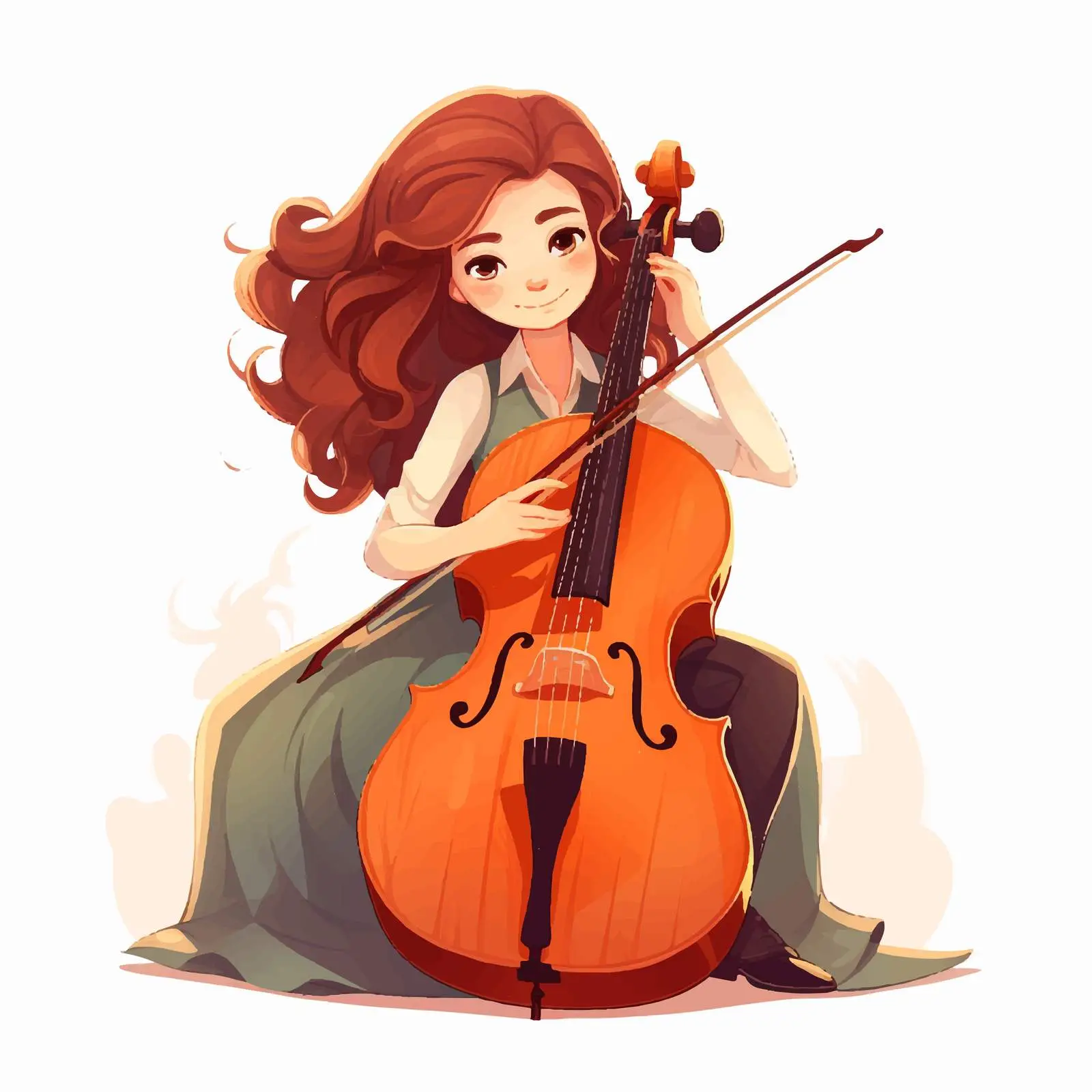 Girl Playing Cello Alone Cartoon Illustration — free download from Dotvec