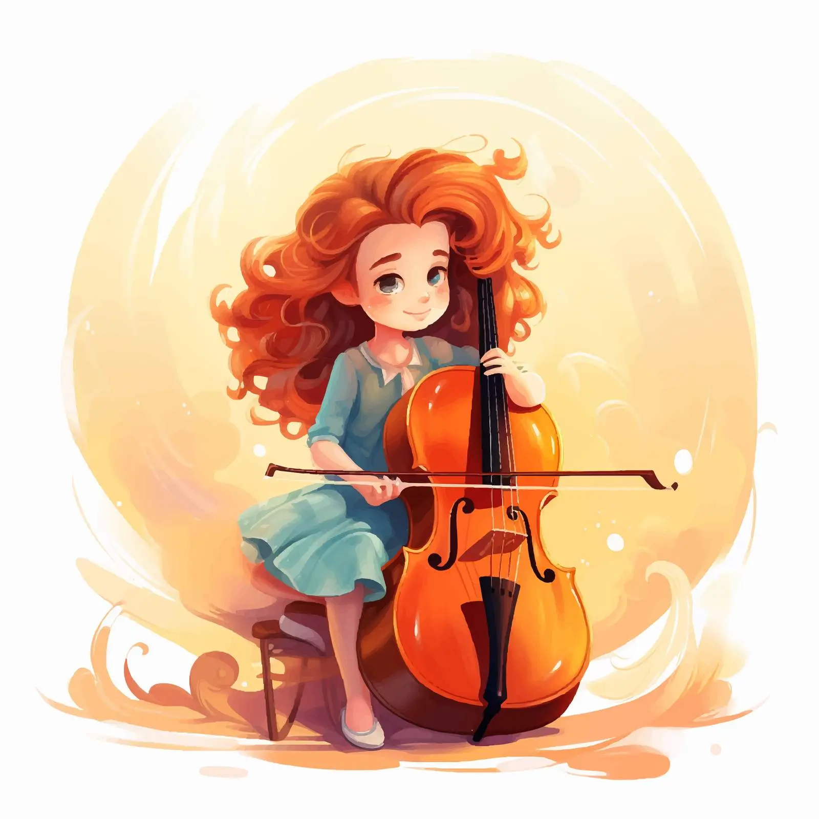 Girl Playing Cello Vector Illustration — free download from Dotvec