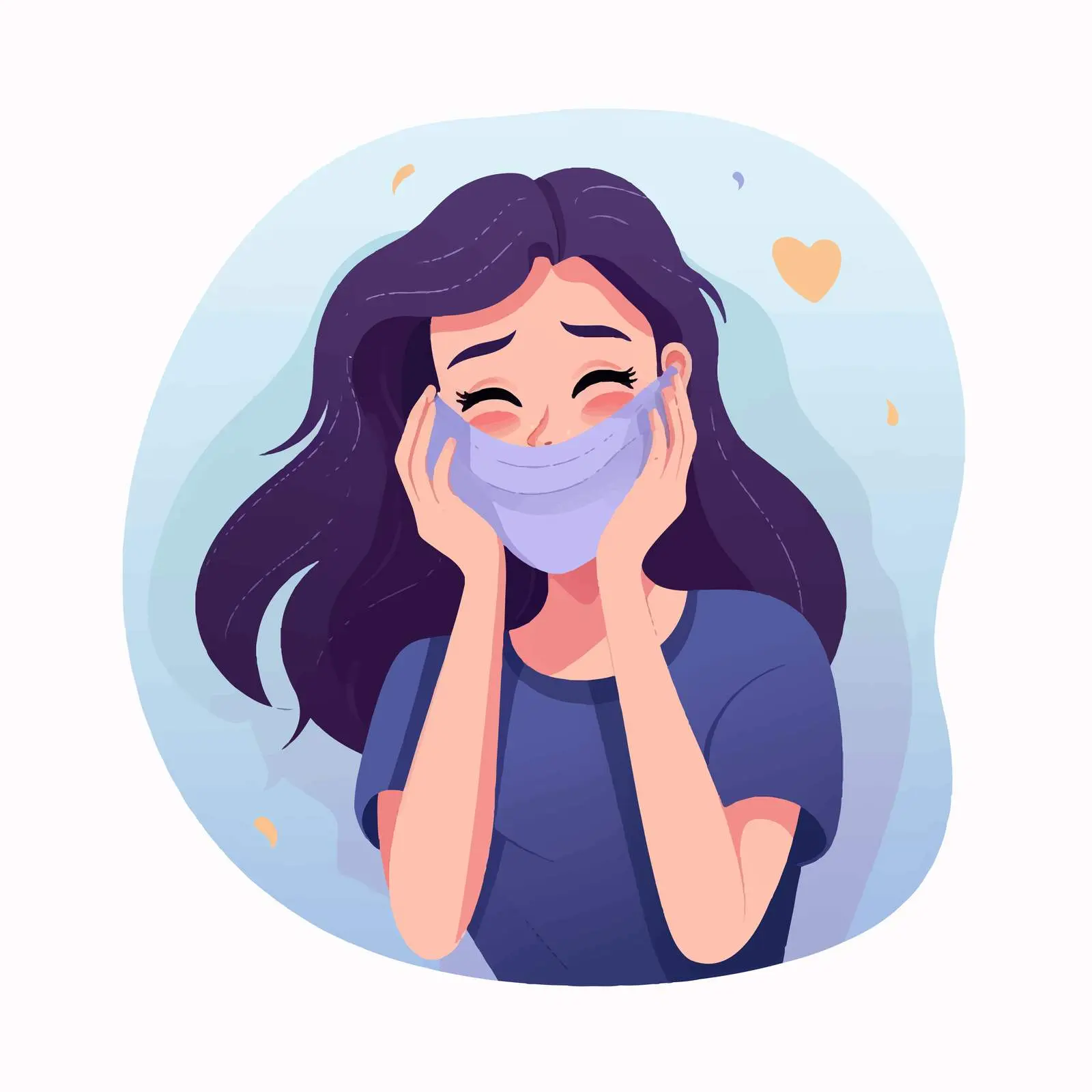 Girl Wearing Social Face Mask with Positive Emotion — free download from Dotvec