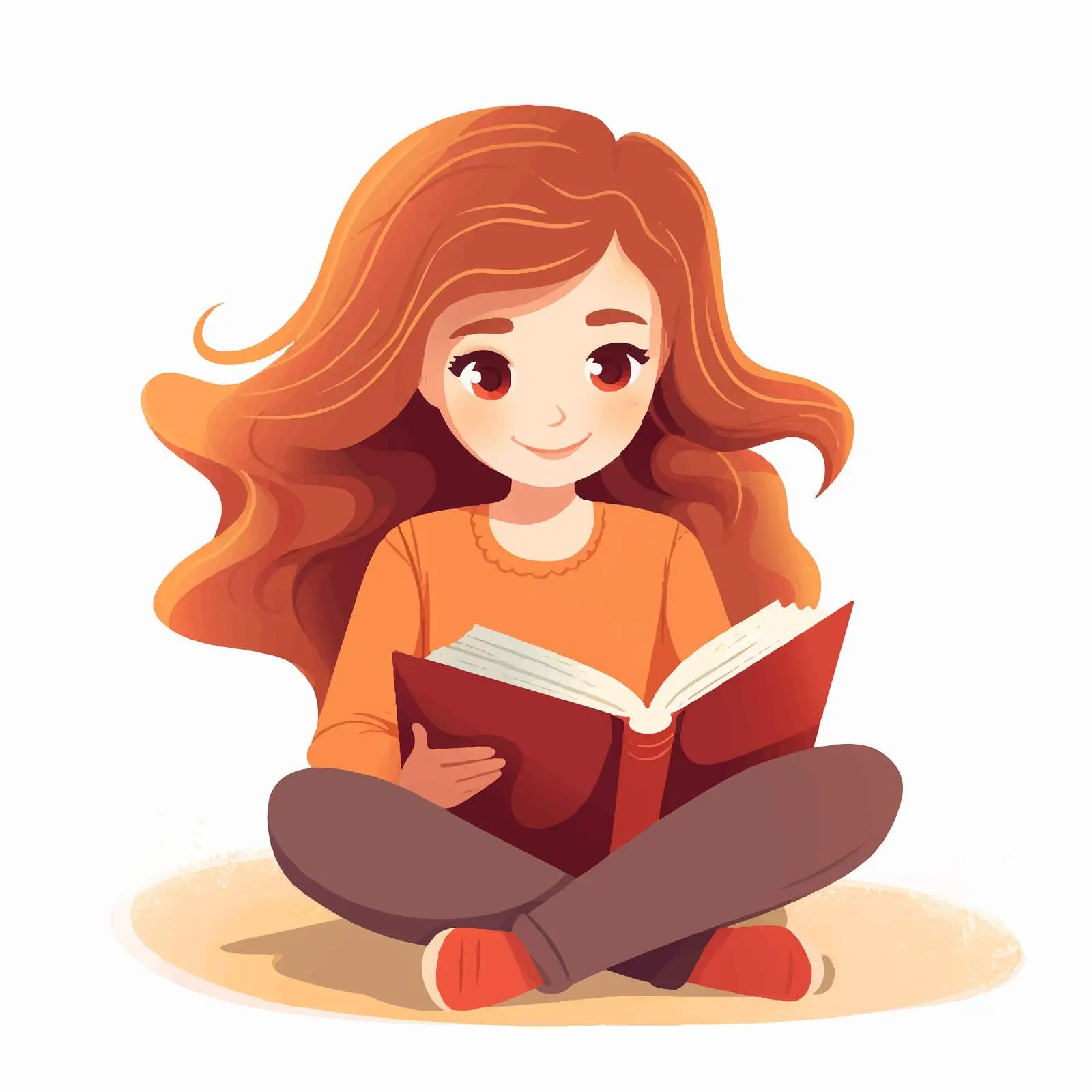 Girl Reading Book Vector Illustration – free bookshelf image from Dotvec