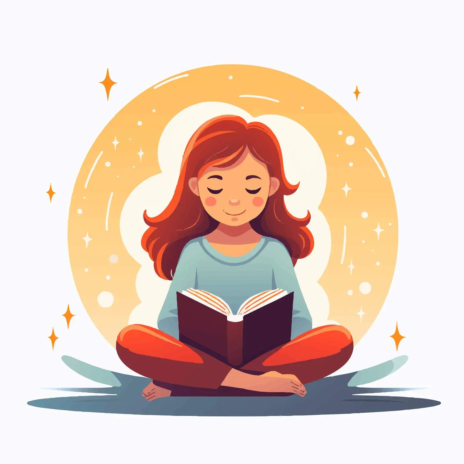 Girl Reading Book Vector Illustration Flat Design — free download from Dotvec