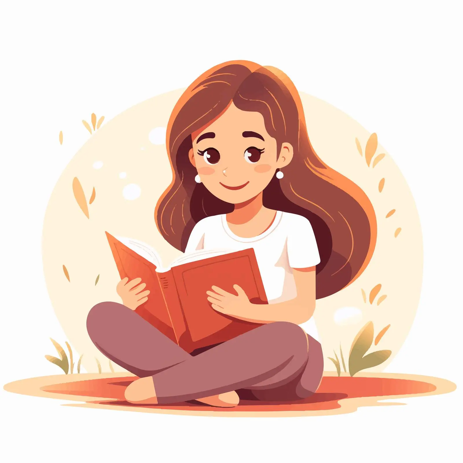 Girl Reading Book Vector Illustration — free download from Dotvec