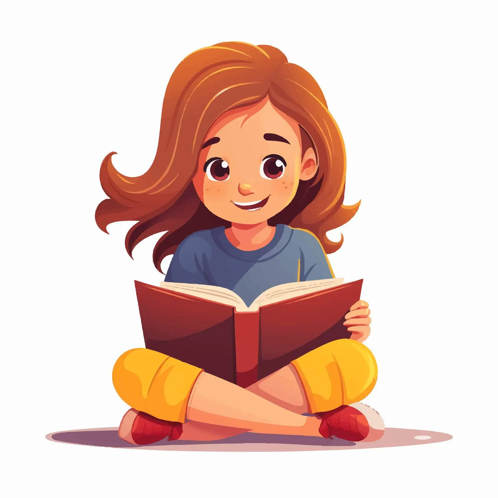 Girl Reading Book - Vector Flat Design Illustration — free download from Dotvec