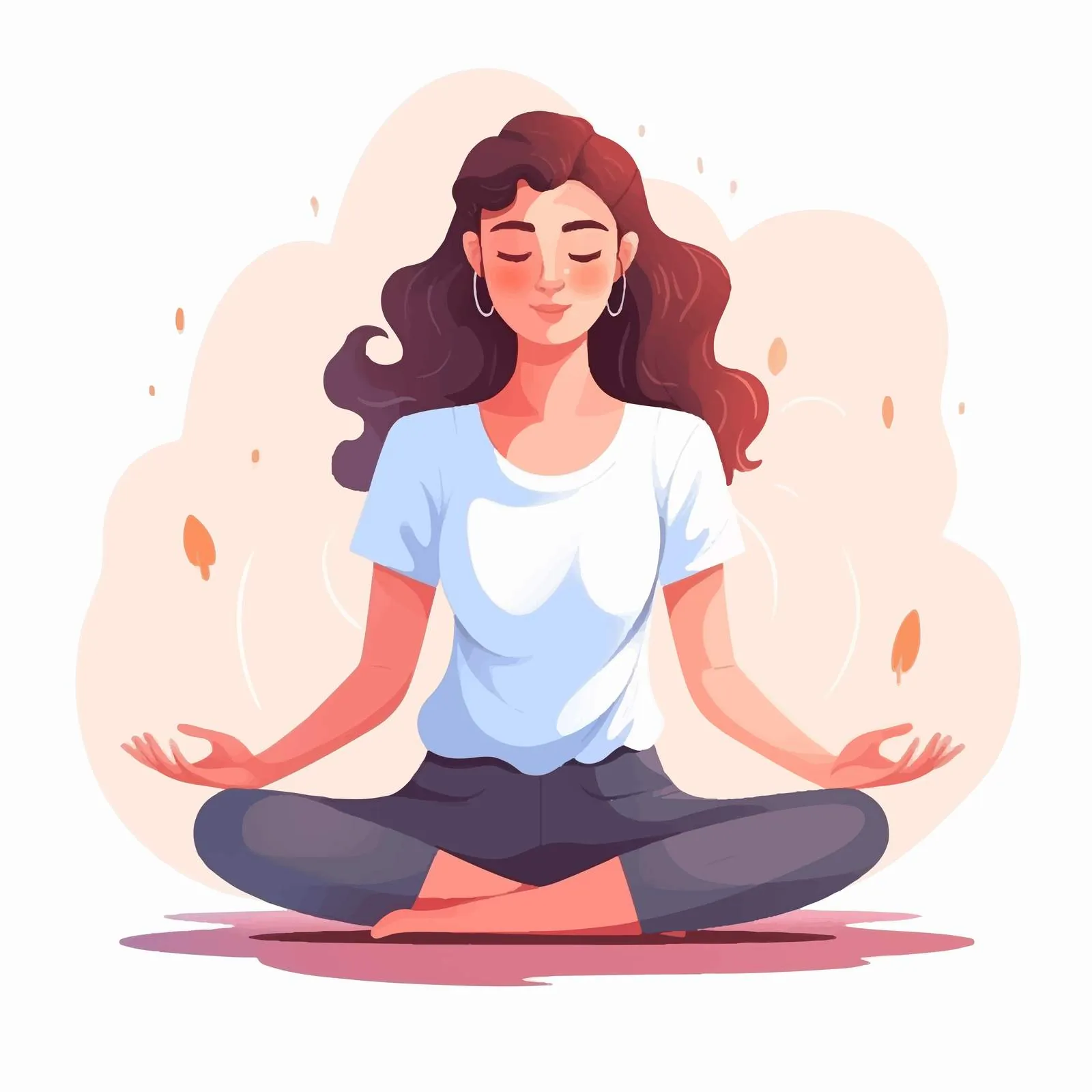 Young Woman Meditating Cross-Legged on Floor — free download from Dotvec