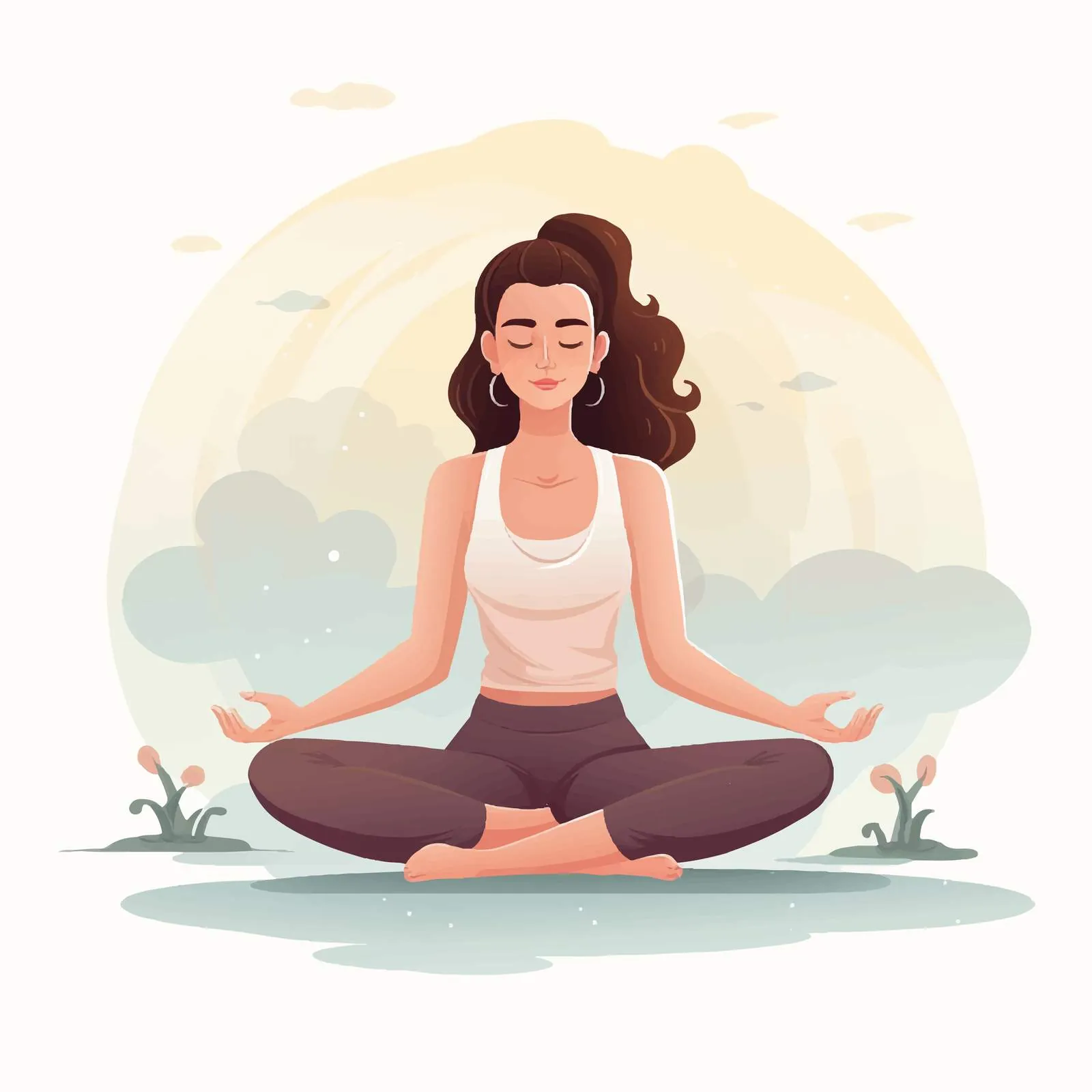 Young Woman Meditating Cross-Legged on Floor — free download from Dotvec