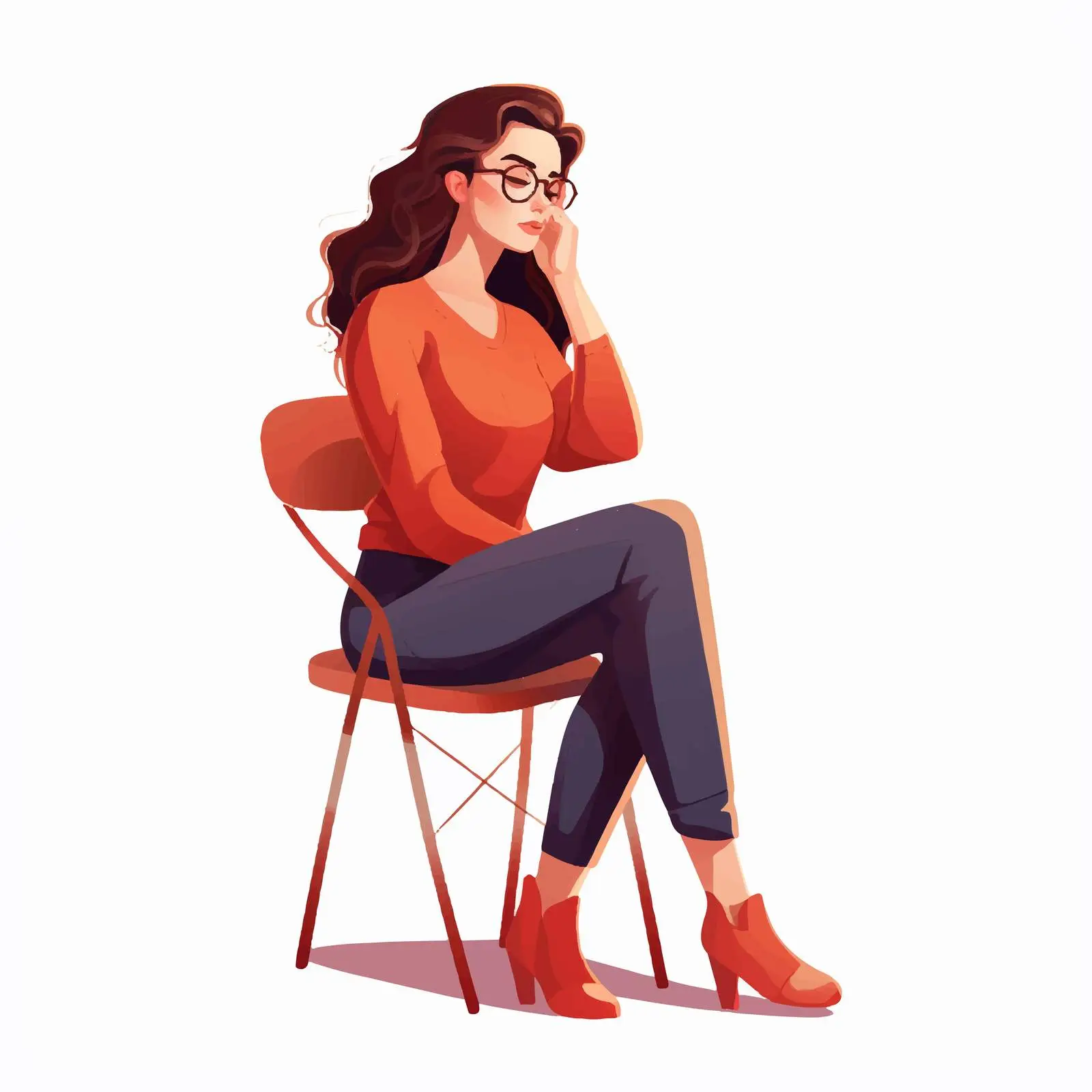 Young Woman Posing Sitting on Chair by Sea — free download from Dotvec