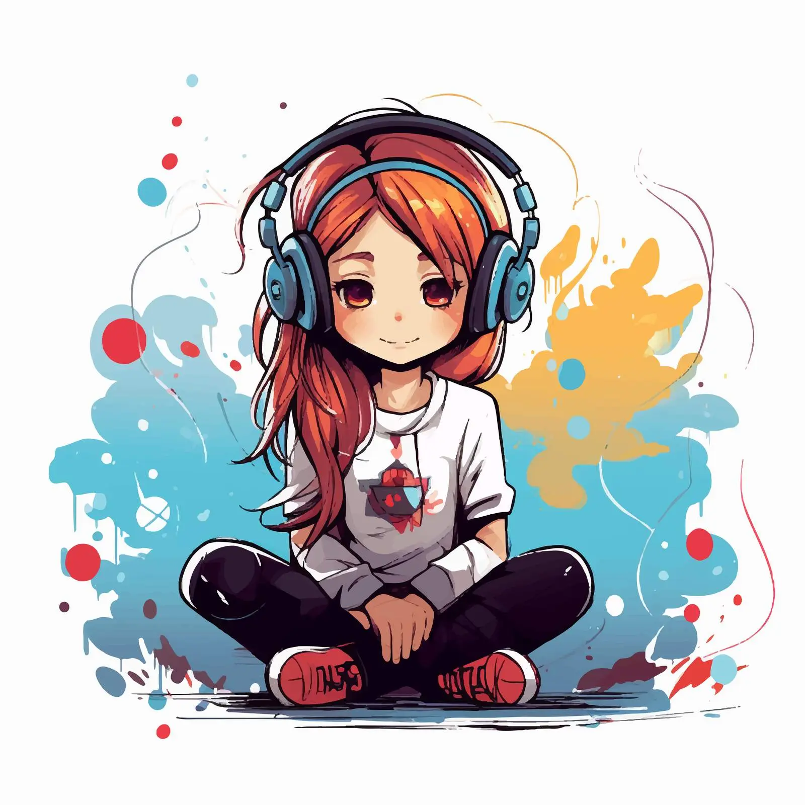 Girl Listening to Music on the Floor — free download from Dotvec