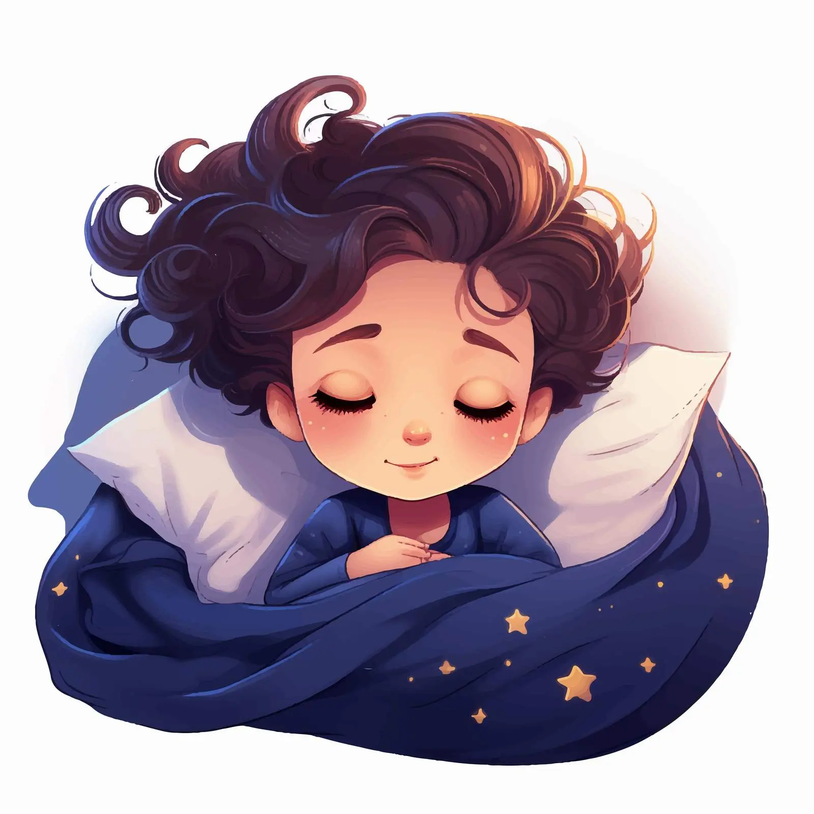 Cartoon Illustration of Girl Sleeping in Bed — free download from Dotvec