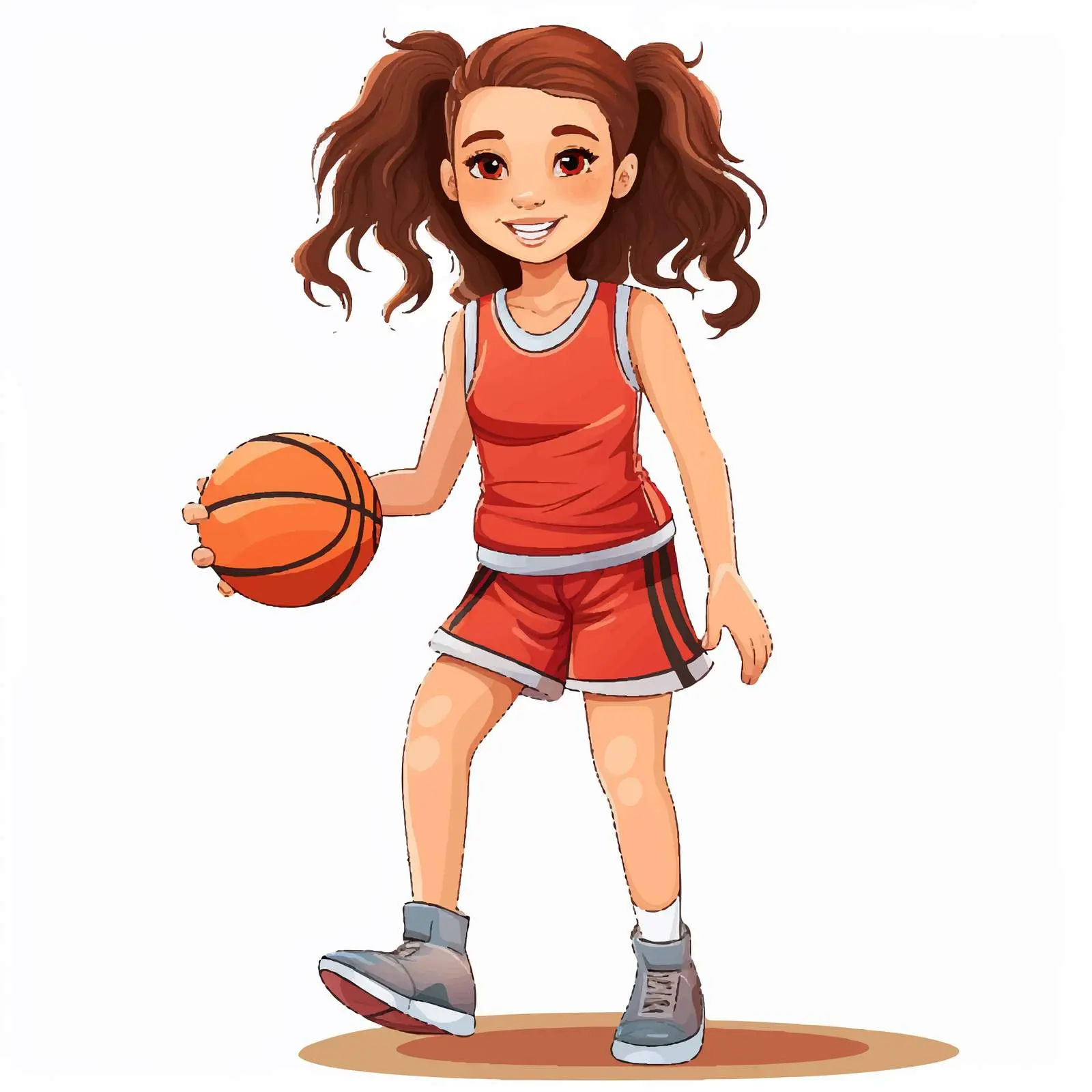 Girl in Basketball Outfit Vector Illustration — free download from Dotvec