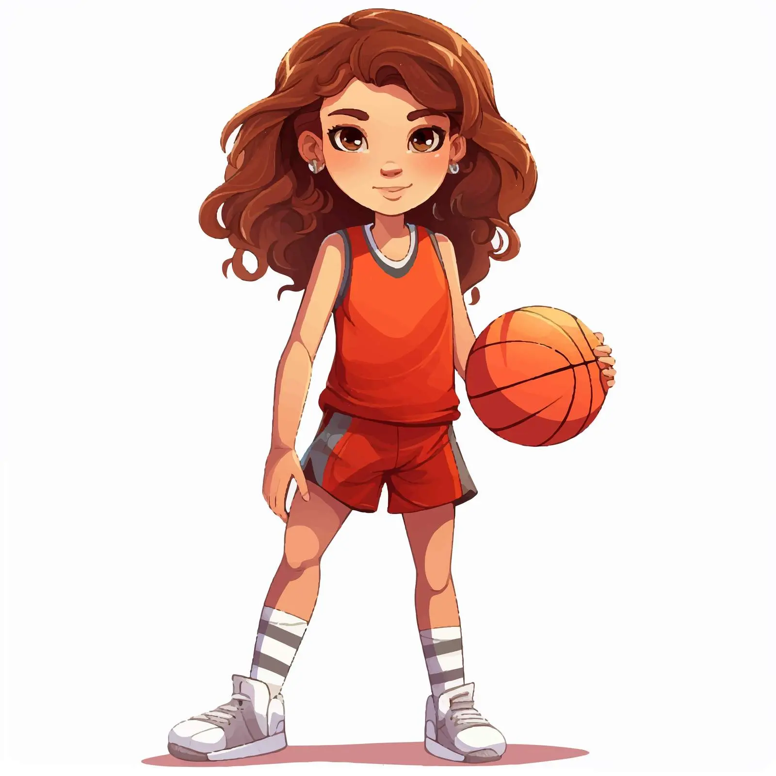Girl in Basketball Outfit Vector Illustration – free shorts image from Dotvec