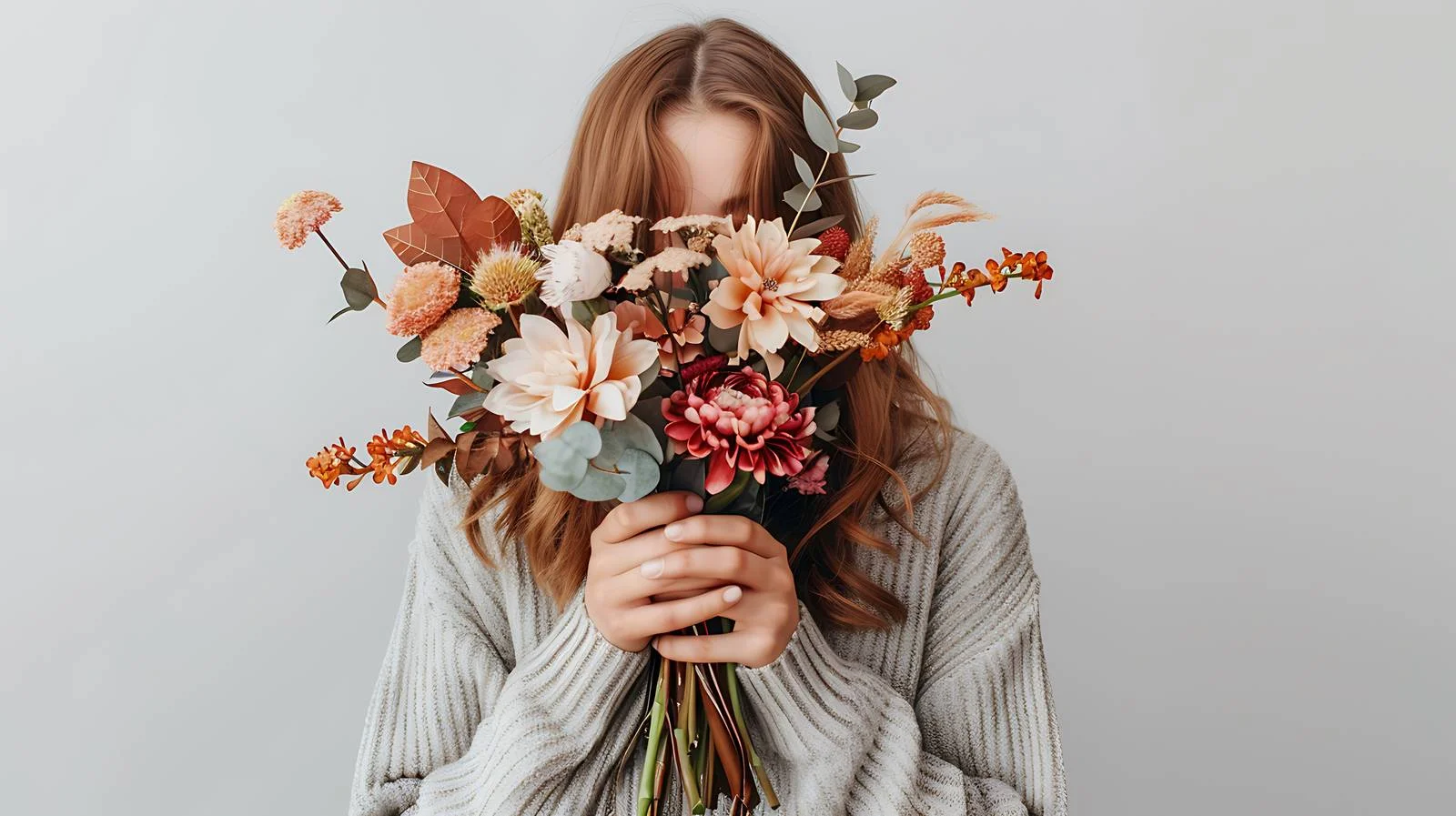 Elegant Girl Posing with Artificial Floral Bouquet — free download from Dotvec
