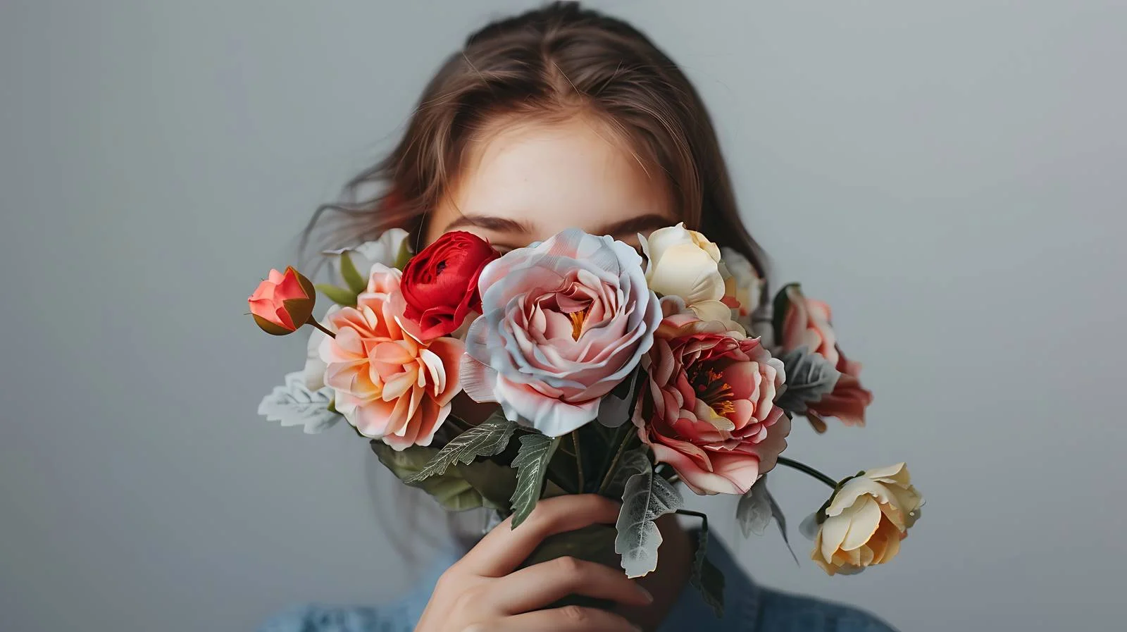 Elegant Girl with Faux Floral Arrangement — free download from Dotvec