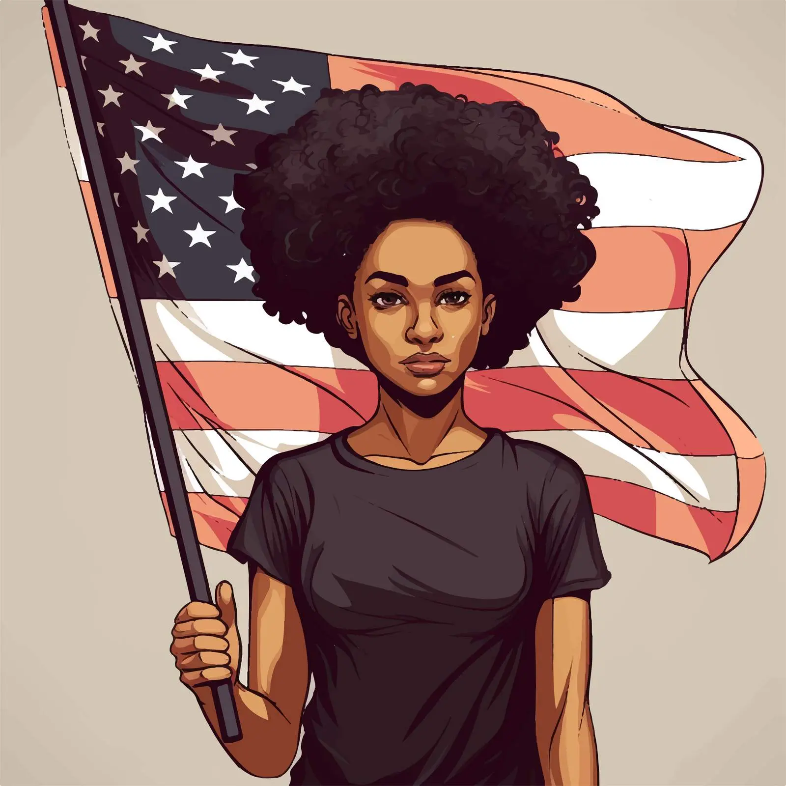 Hand-Drawn Vector of Girl Holding Flag — free download from Dotvec