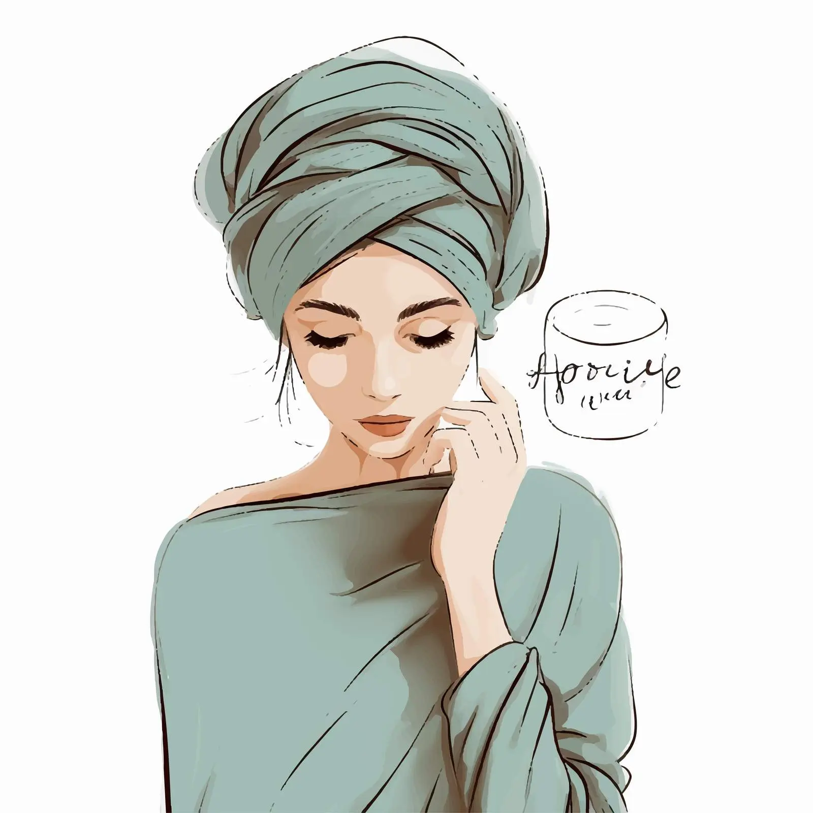 Pregnant Woman with Towel Good Morning Illustration — free download from Dotvec