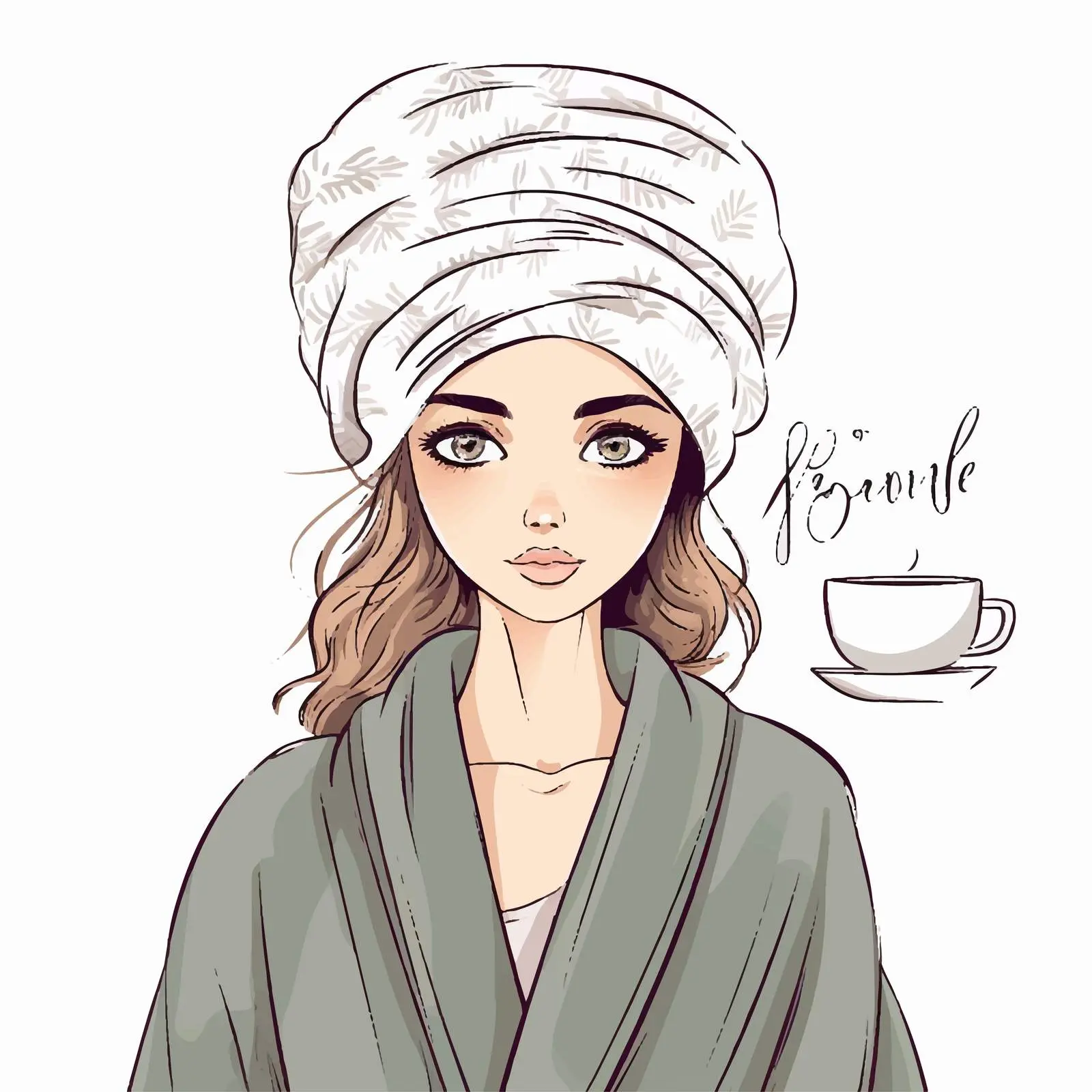 Pregnant Woman with Towel Good Morning Graphic — free download from Dotvec