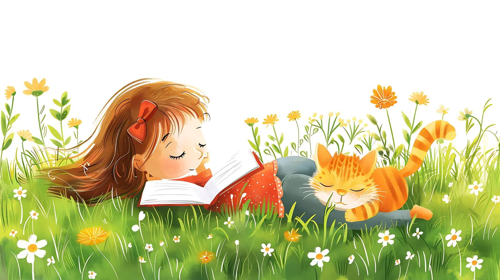 Relaxing Girl in Meadow Garden Scene — free download from Dotvec