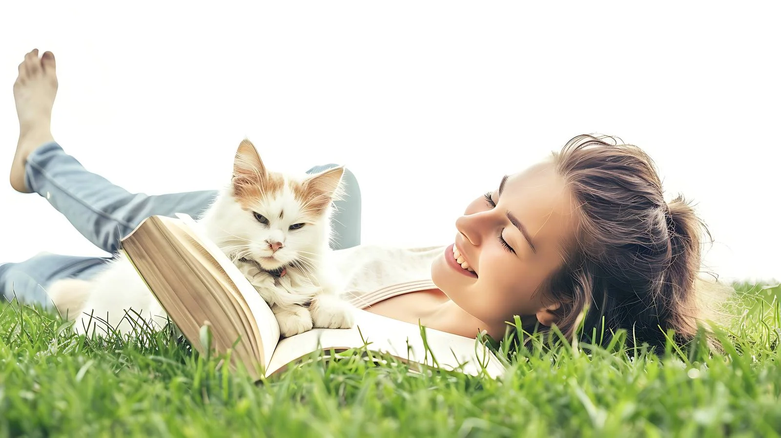 Serene Girl Reading Book Outdoors — free download from Dotvec