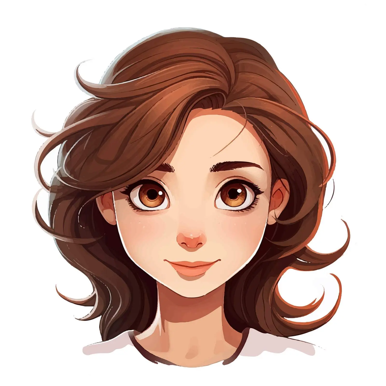 Brown Hair Cartoon Face Vector Illustration — free download from Dotvec